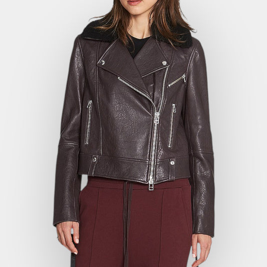 Camilla and Marc Merlot Lambs Leather Bradman Jacket AU12 ~ Medium