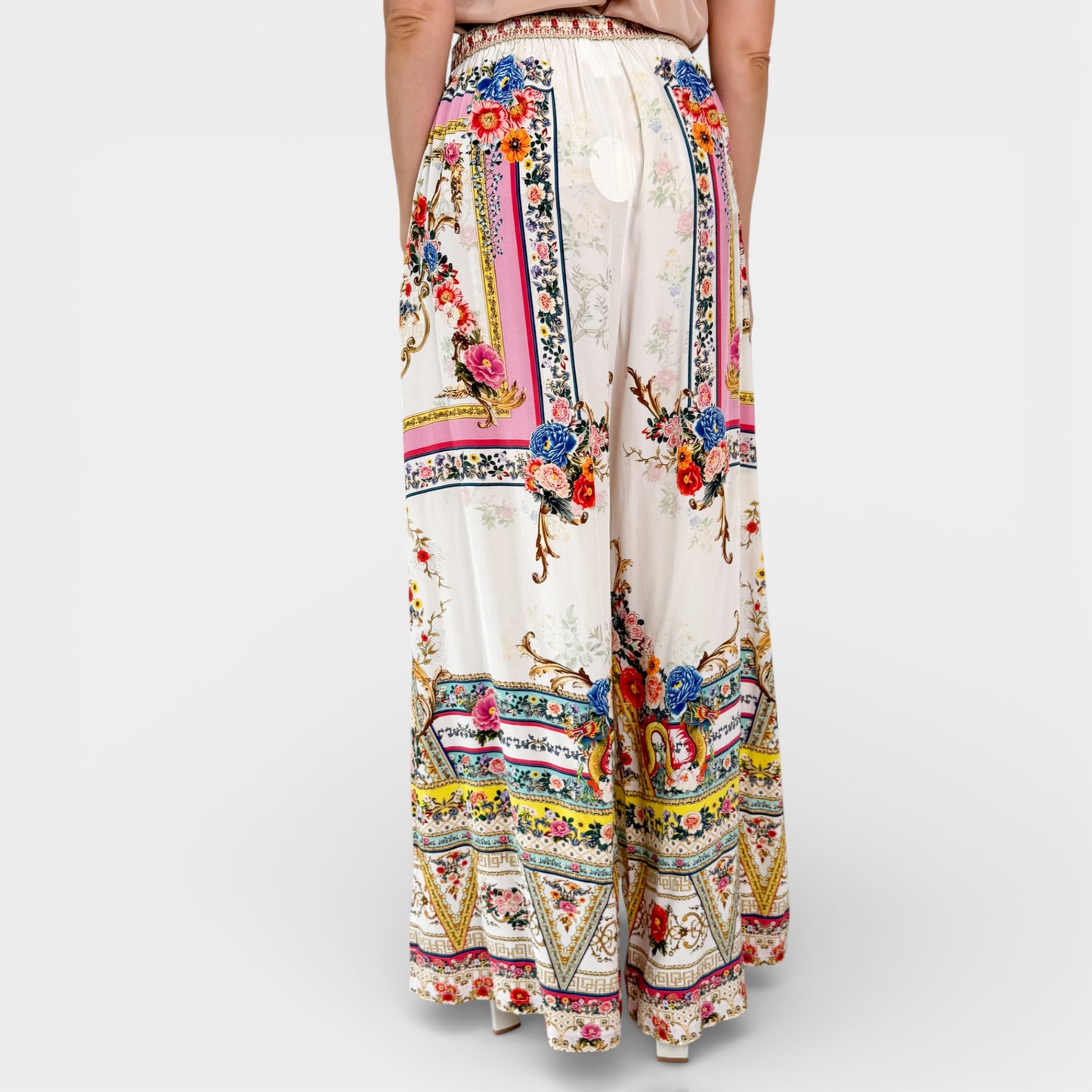 Camilla Pink Silk Party In The Palace Wide Leg Pants Small ~ AU8-10