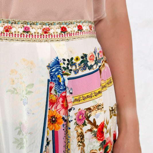 Camilla Pink Silk Party In The Palace Wide Leg Pants Small ~ AU8-10