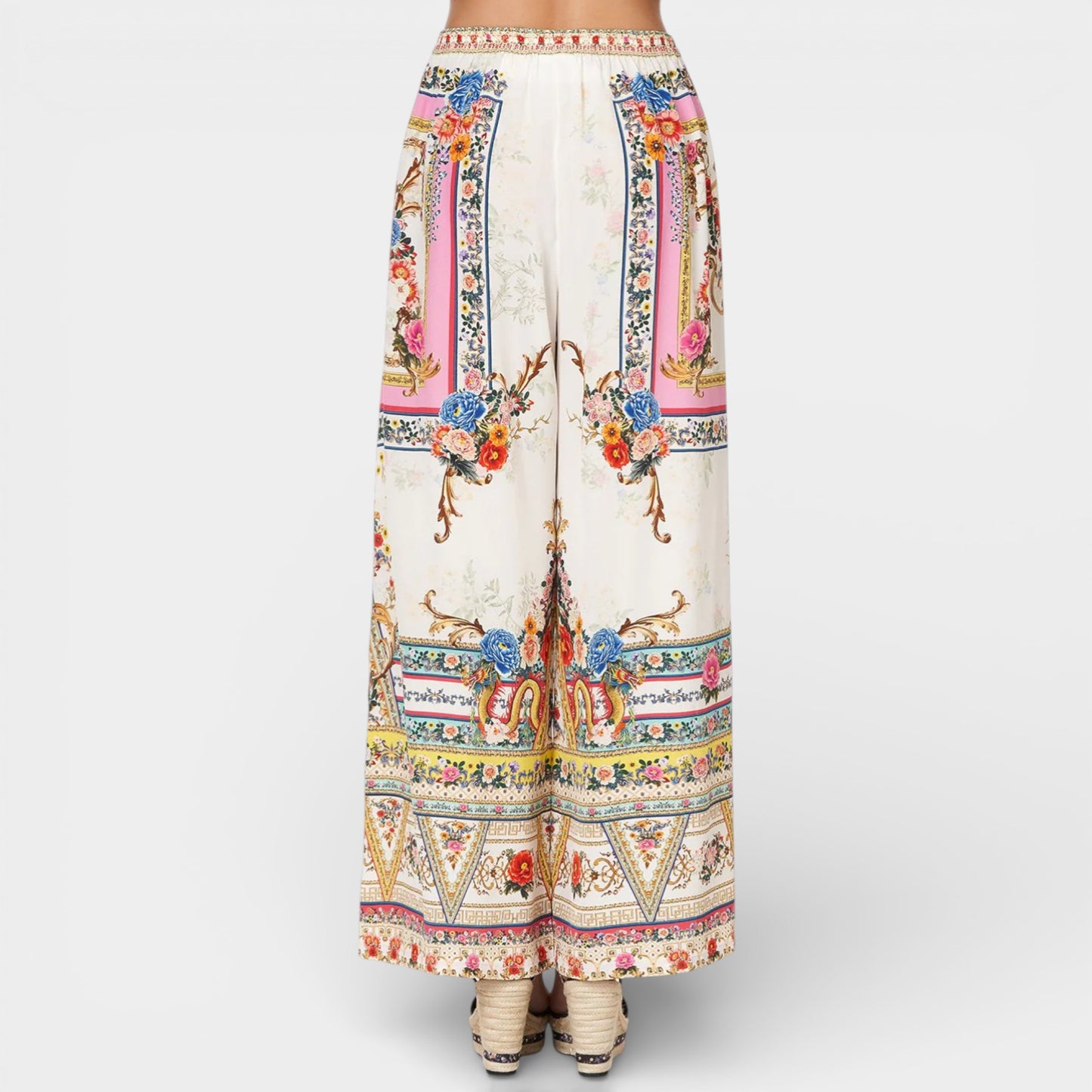 Camilla Pink Silk Party In The Palace Wide Leg Pants Small ~ AU8-10