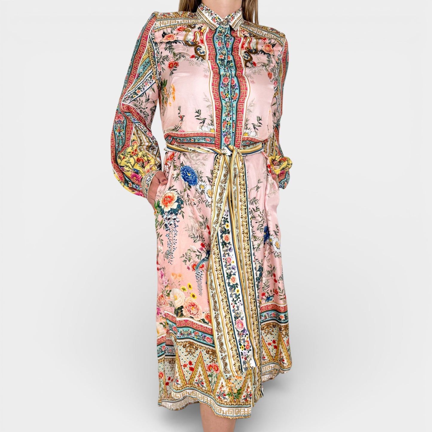 Camilla Party In The Palace Silk Midi Shirt Dress 1 ~ AU8 [NEW]