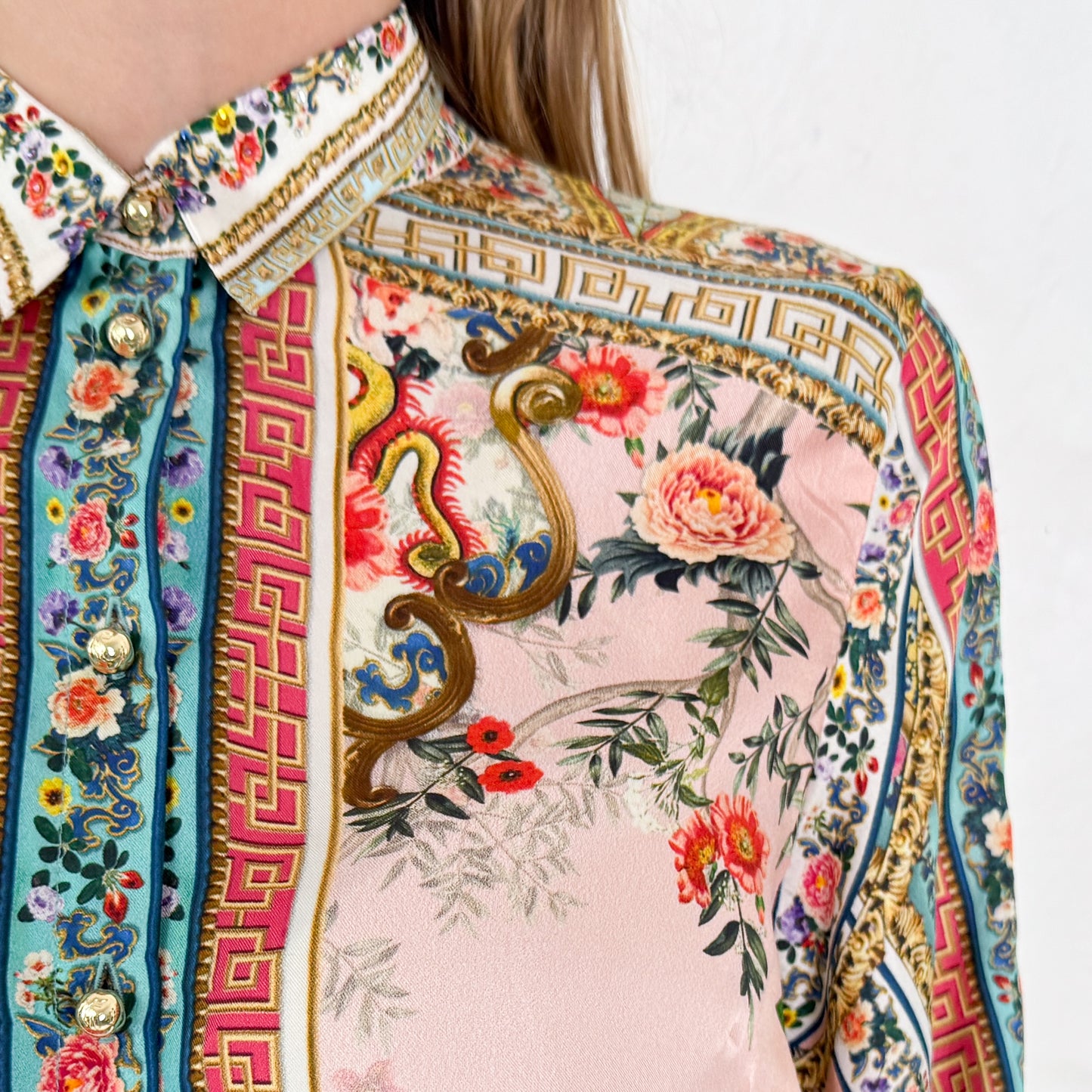 Camilla Party In The Palace Silk Midi Shirt Dress 1 ~ AU8 [NEW]