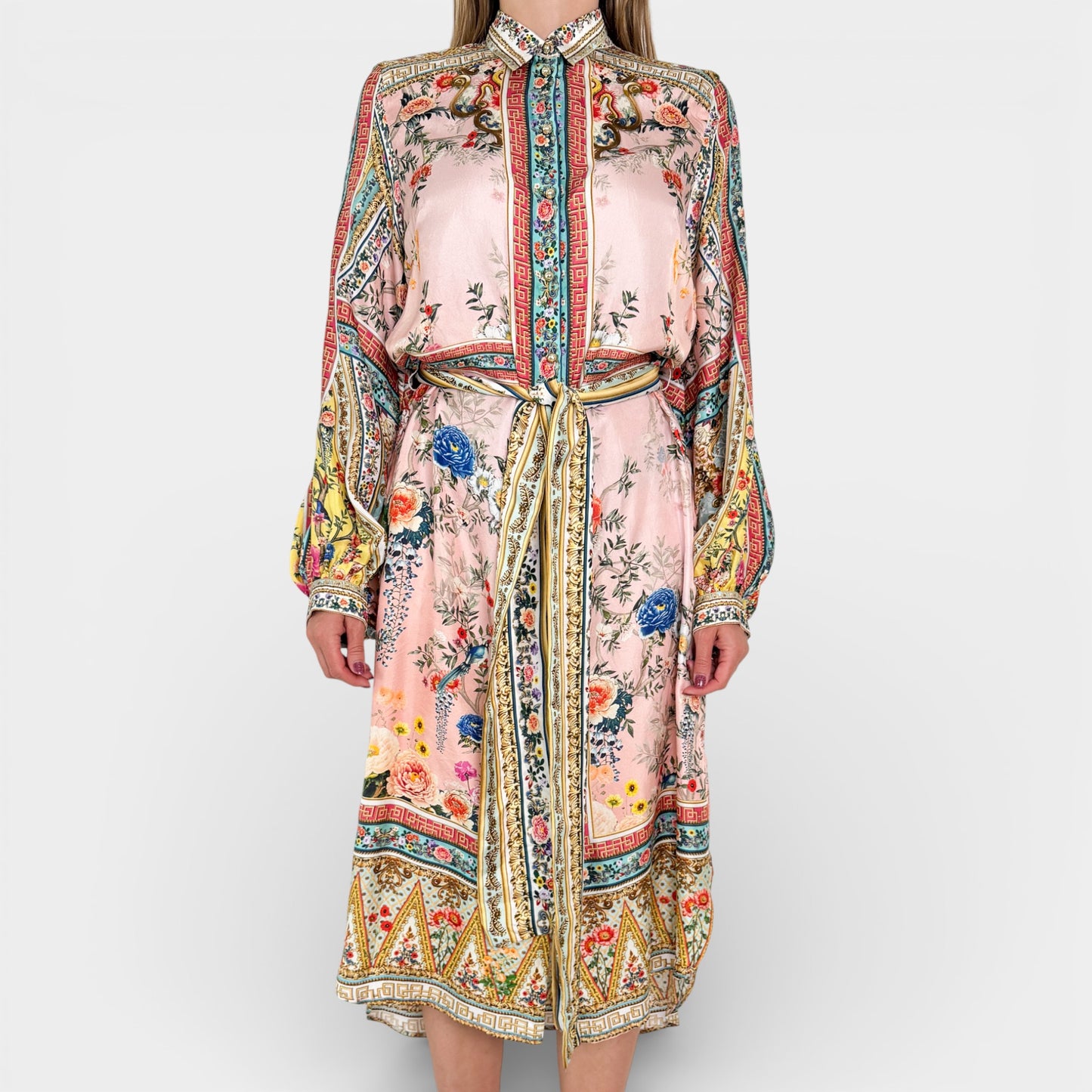 Camilla Party In The Palace Silk Midi Shirt Dress 1 ~ AU8 [NEW]