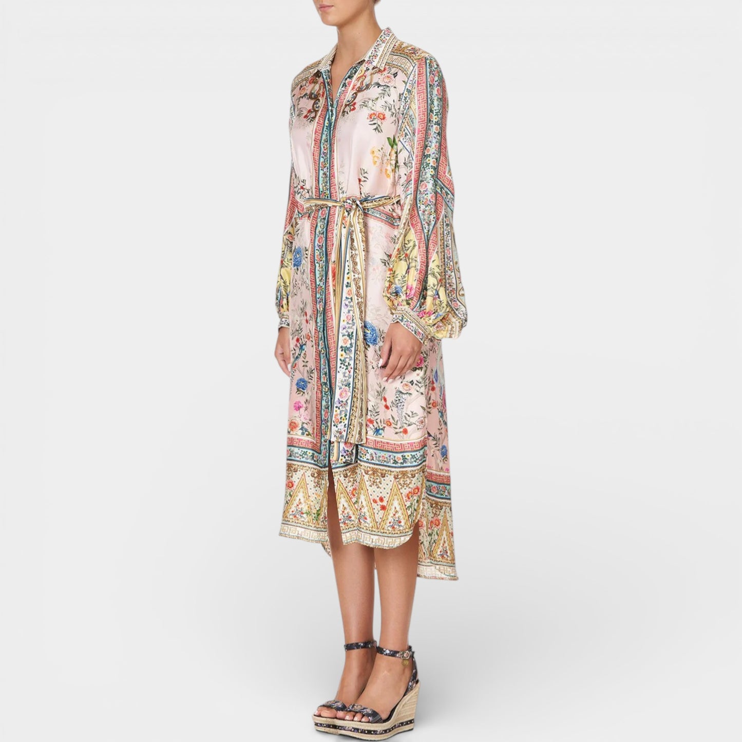 Camilla Party In The Palace Silk Midi Shirt Dress 1 ~ AU8 [NEW]