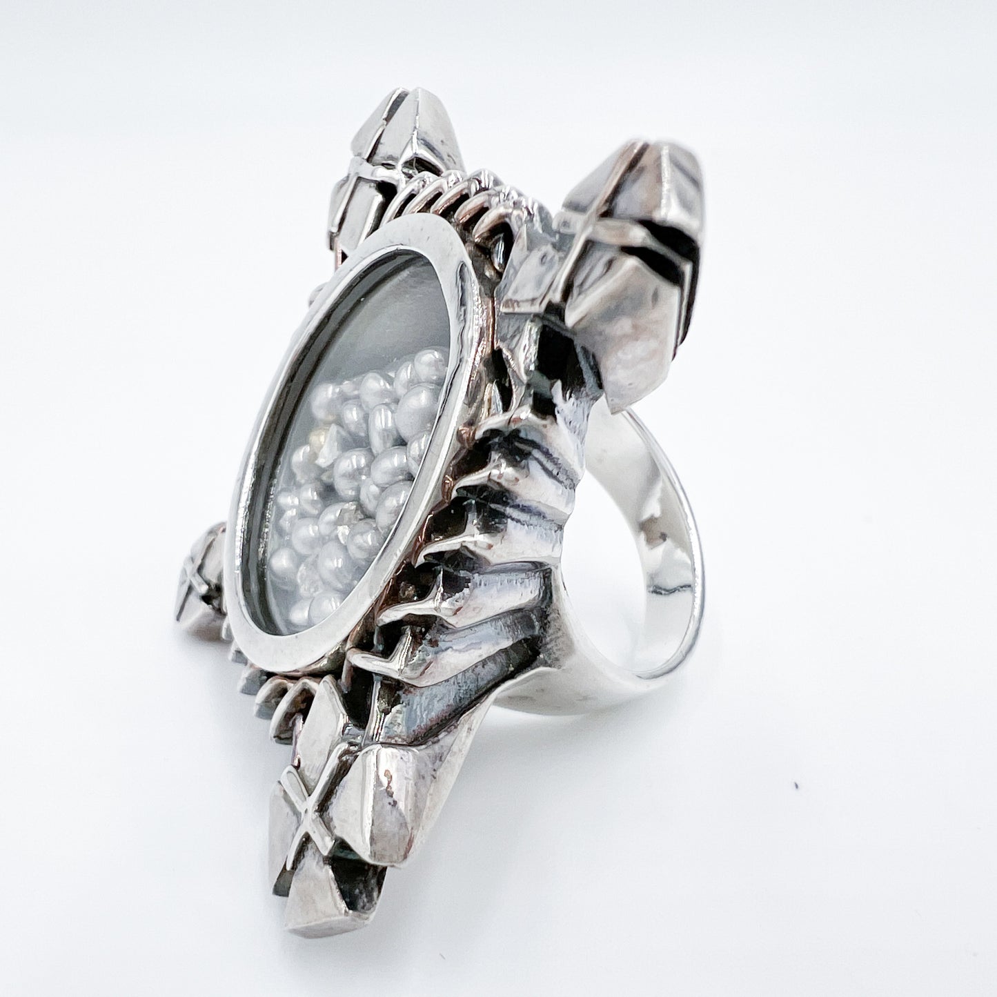 Camilla Silver Metal Chunky Boho Statement Ring