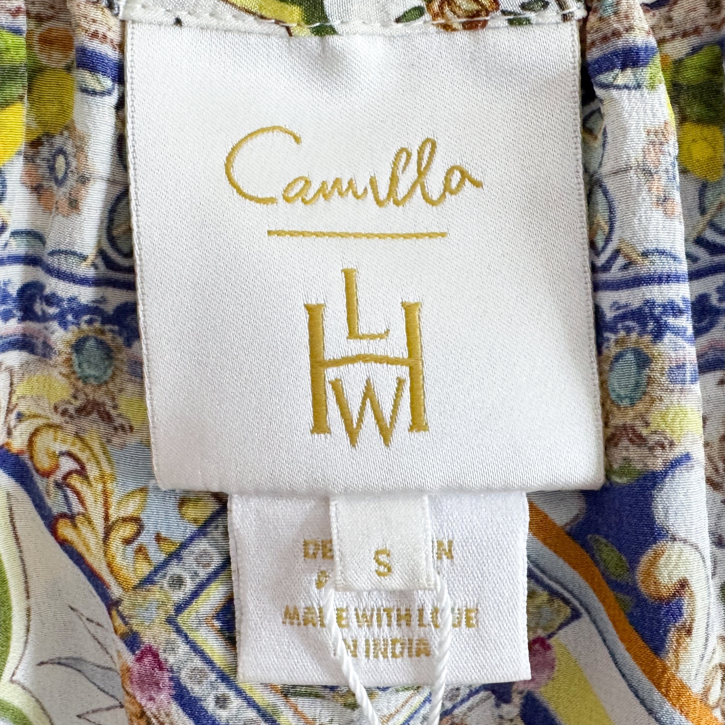 Camilla Multicoloured Silk Amalfi Amore A-Line Frill Dress Small ~ AU8-10-12