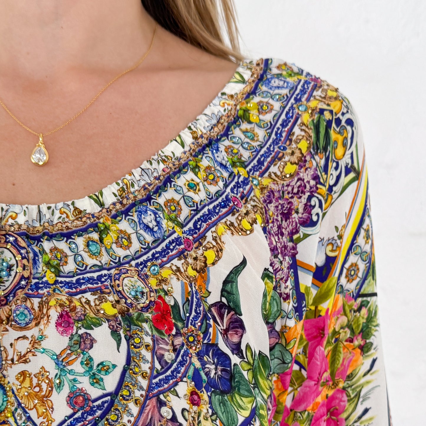 Camilla Multicoloured Silk Amalfi Amore A-Line Frill Dress Small ~ AU8-10-12