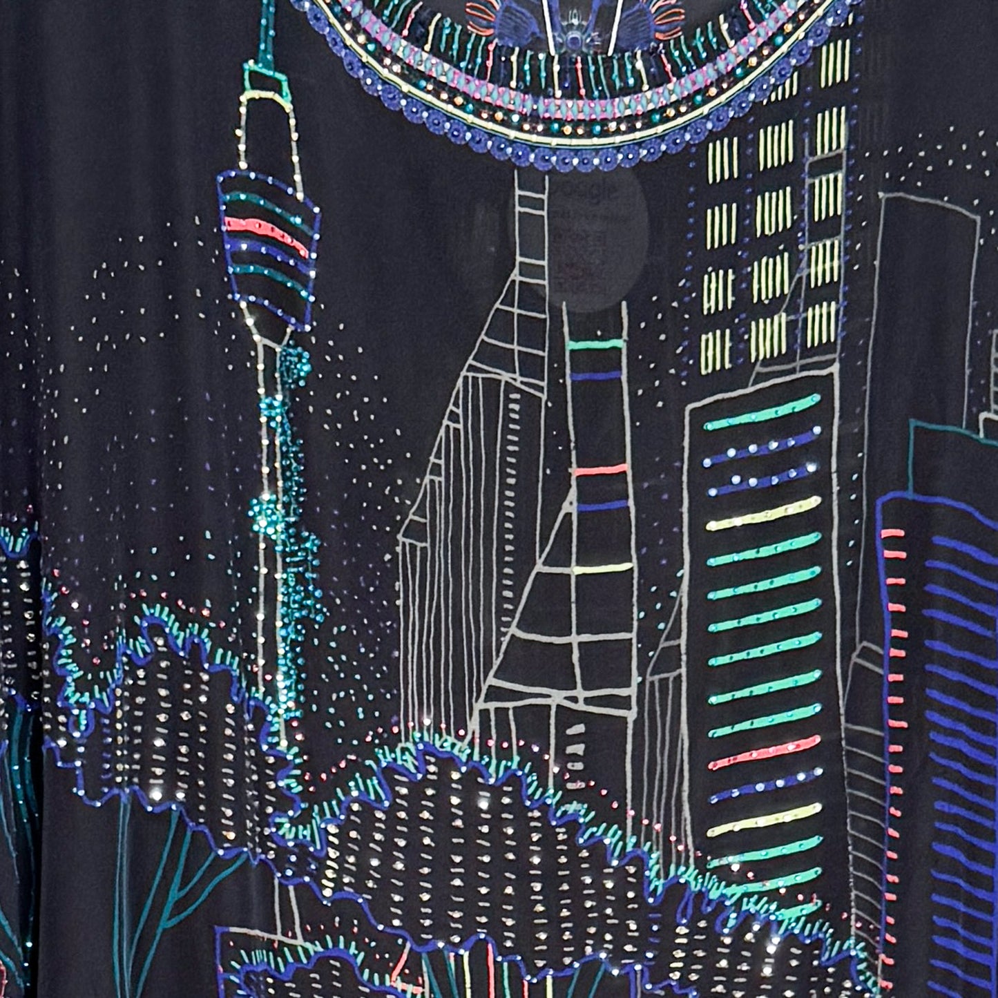 Camilla Nocturnal Neons Sydney Print Round Neck Silk Kaftan Dress One Size