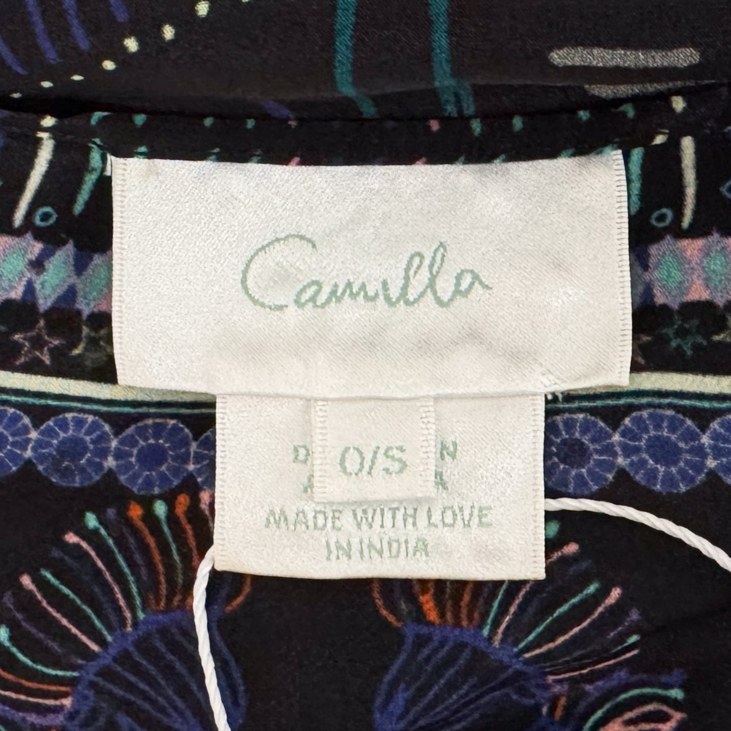 Camilla Nocturnal Neons Sydney Print Round Neck Silk Kaftan Dress One Size