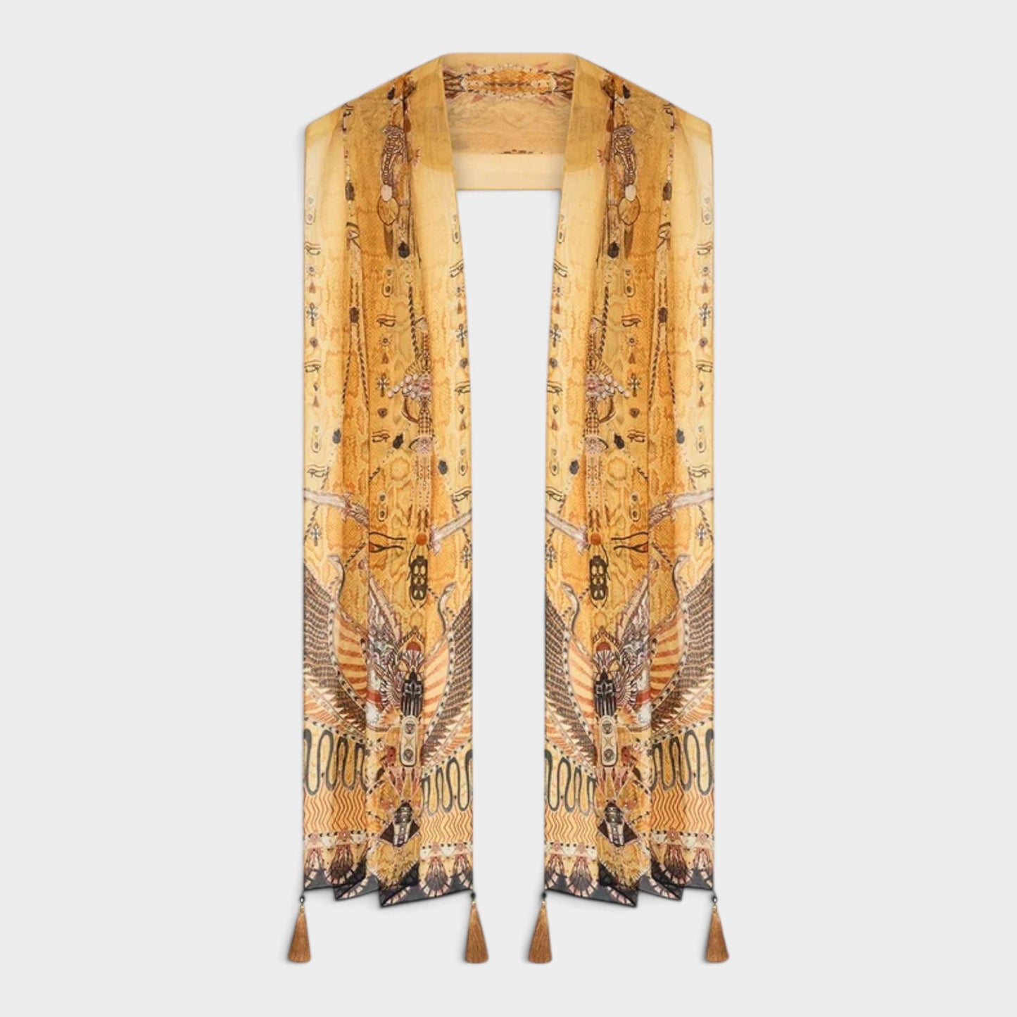 Camilla Yellow & Gold Silk Valley Of The Kings Long Scarf