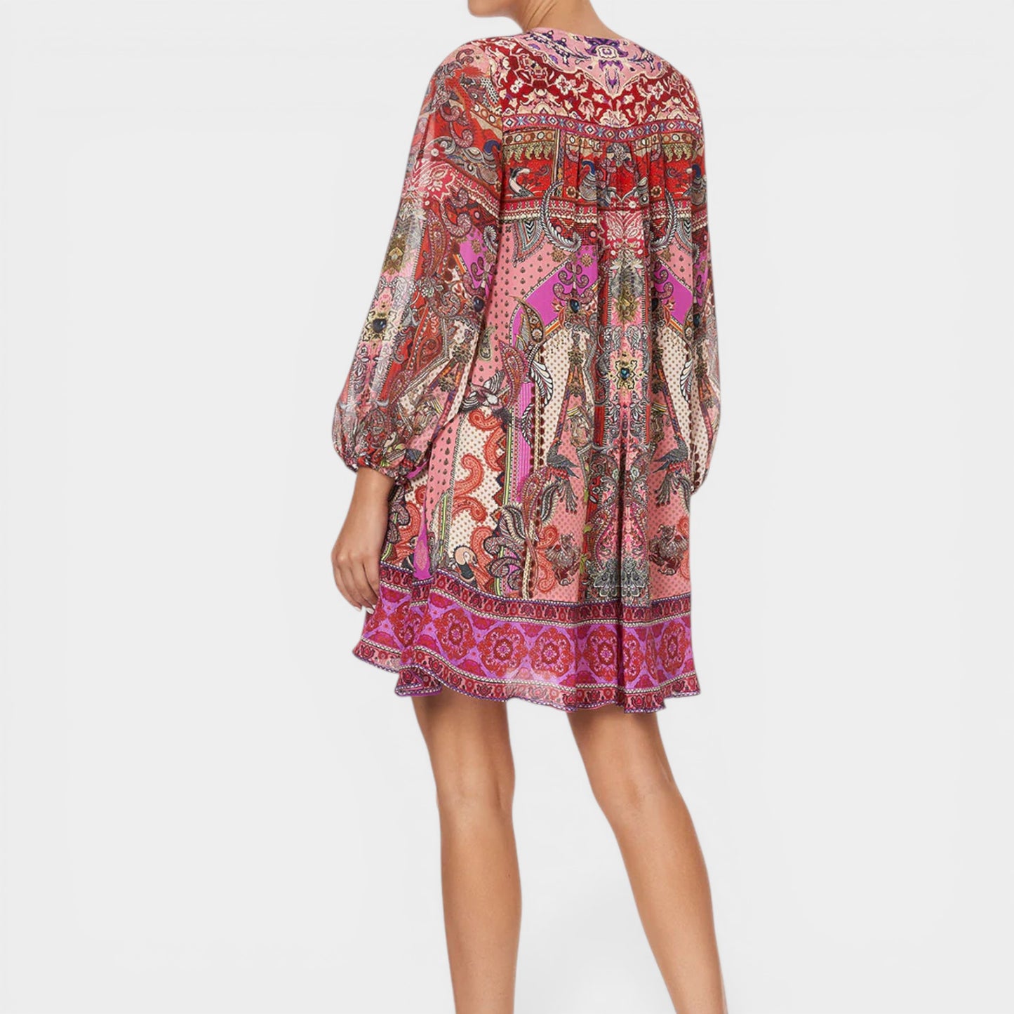 Camilla Pink 100% Silk Lotus Lovers Button Up Yoke Dress X-Small ~ AU8 ~ AU6
