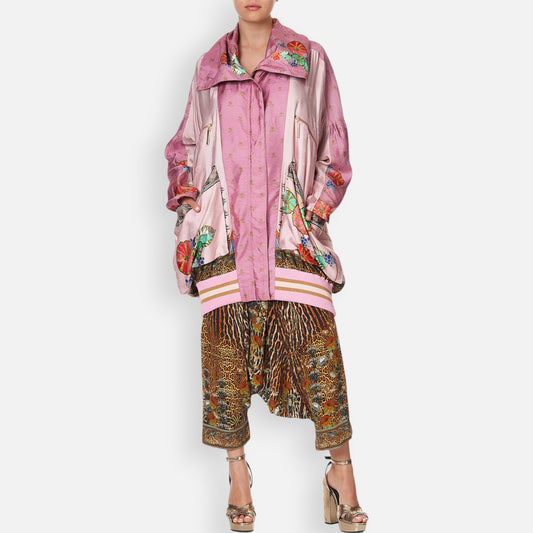 Camilla Ziba Ziba Pink Parka Tiger Jacket Small ~ AU10-12-14 [Oversized]
