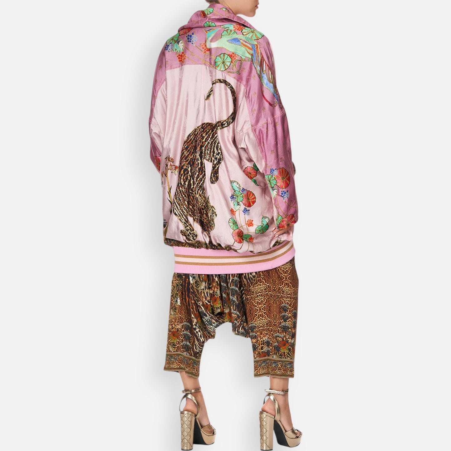 Camilla Ziba Ziba Pink Parka Tiger Jacket Small ~ AU10-12-14 [Oversized]