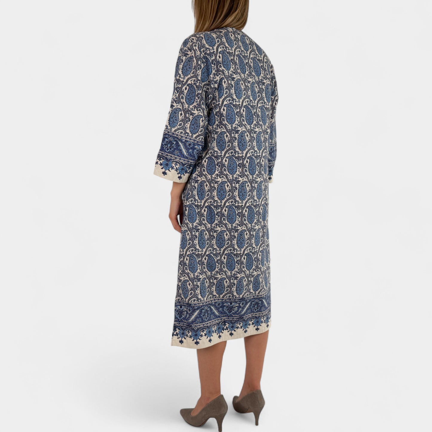 Cara Cara x Cabana Blue Cotton Paisley Print Martina Dress Large ~ AU12
