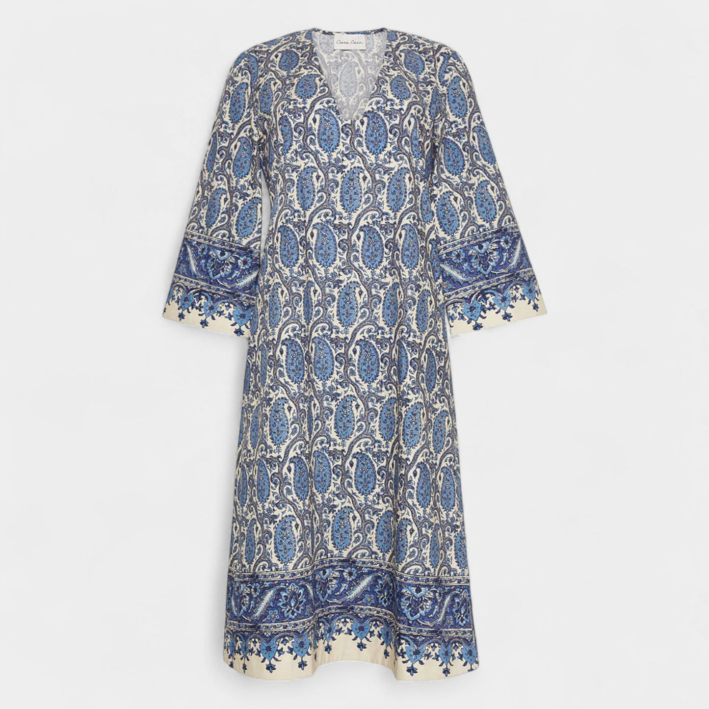 Cara Cara x Cabana Blue Cotton Paisley Print Martina Dress Large ~ AU12