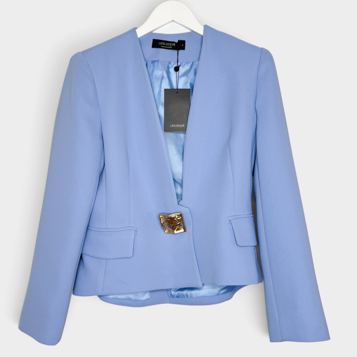 Carla Zampatti Cornflower Blue Crepe Milan Jacket AU8 ~ Small [NEW]