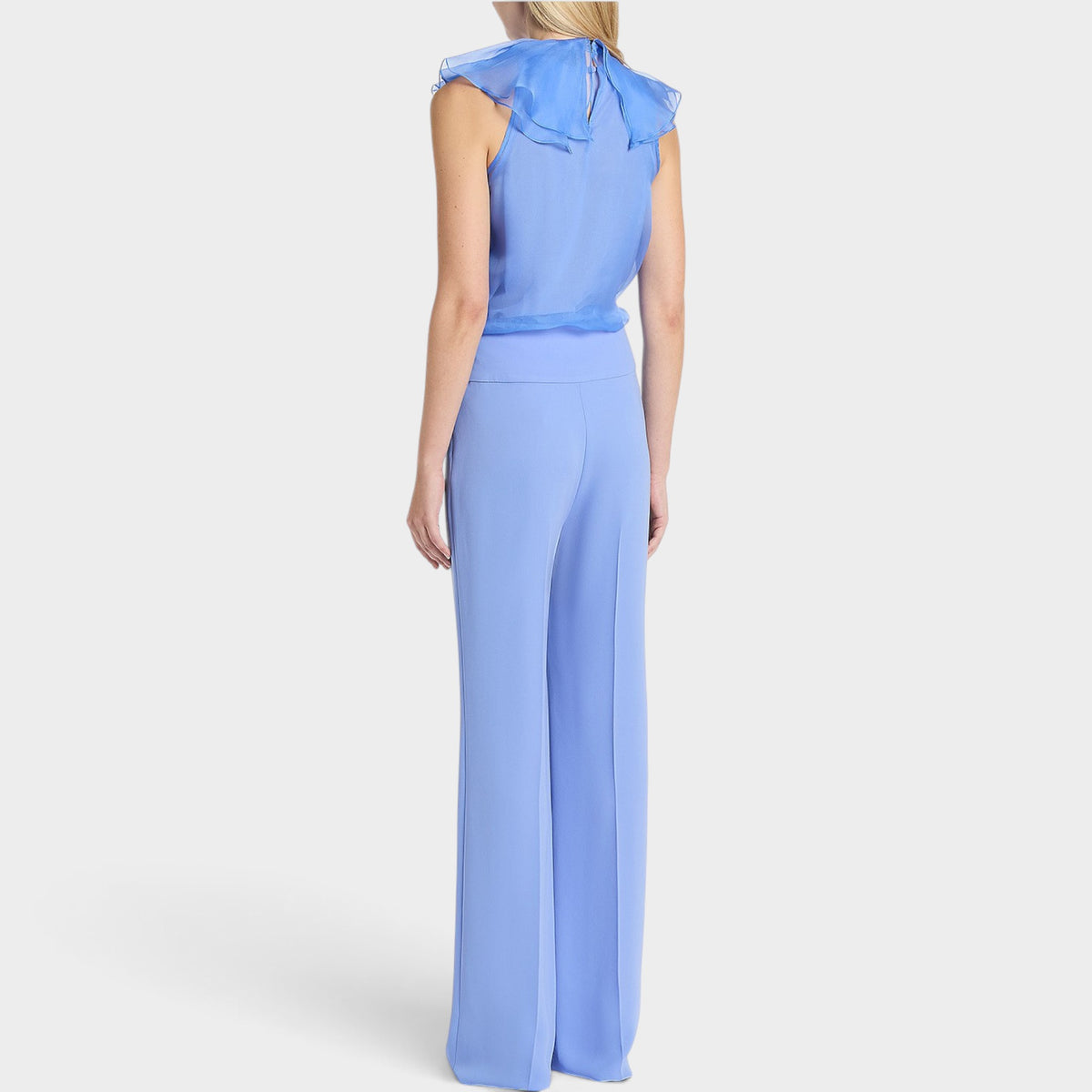 Carla Zampatti Cornflower Blue Crepe Wide Leg Classic Pants AU8 [NEW]