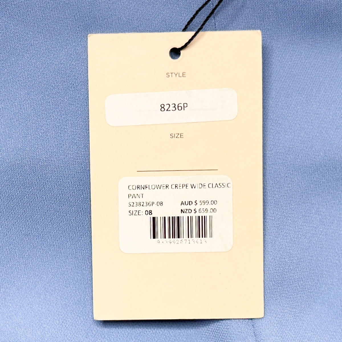 Carla Zampatti Cornflower Blue Crepe Wide Leg Classic Pants AU8 [NEW]