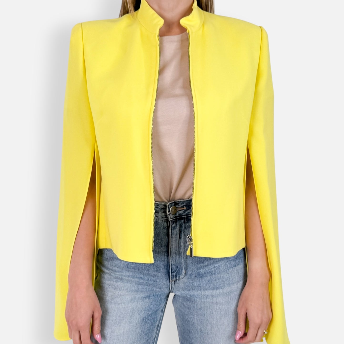 Carla Zampatti Citrus Yellow Dramatic Entrance Zip Jacket AU10
