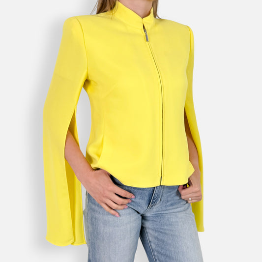 Carla Zampatti Citrus Yellow Dramatic Entrance Zip Jacket AU10