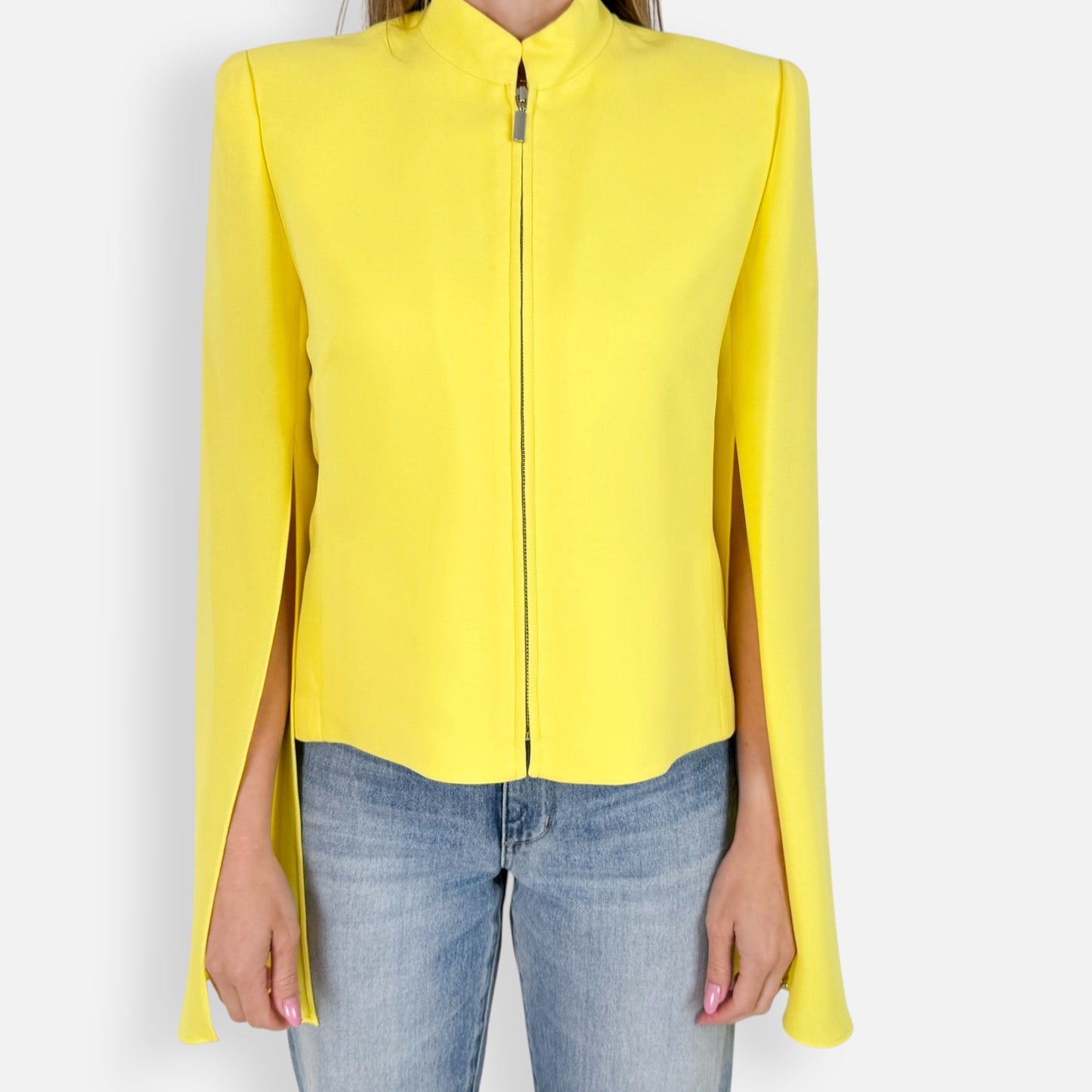 Carla Zampatti Citrus Yellow Dramatic Entrance Zip Jacket AU10