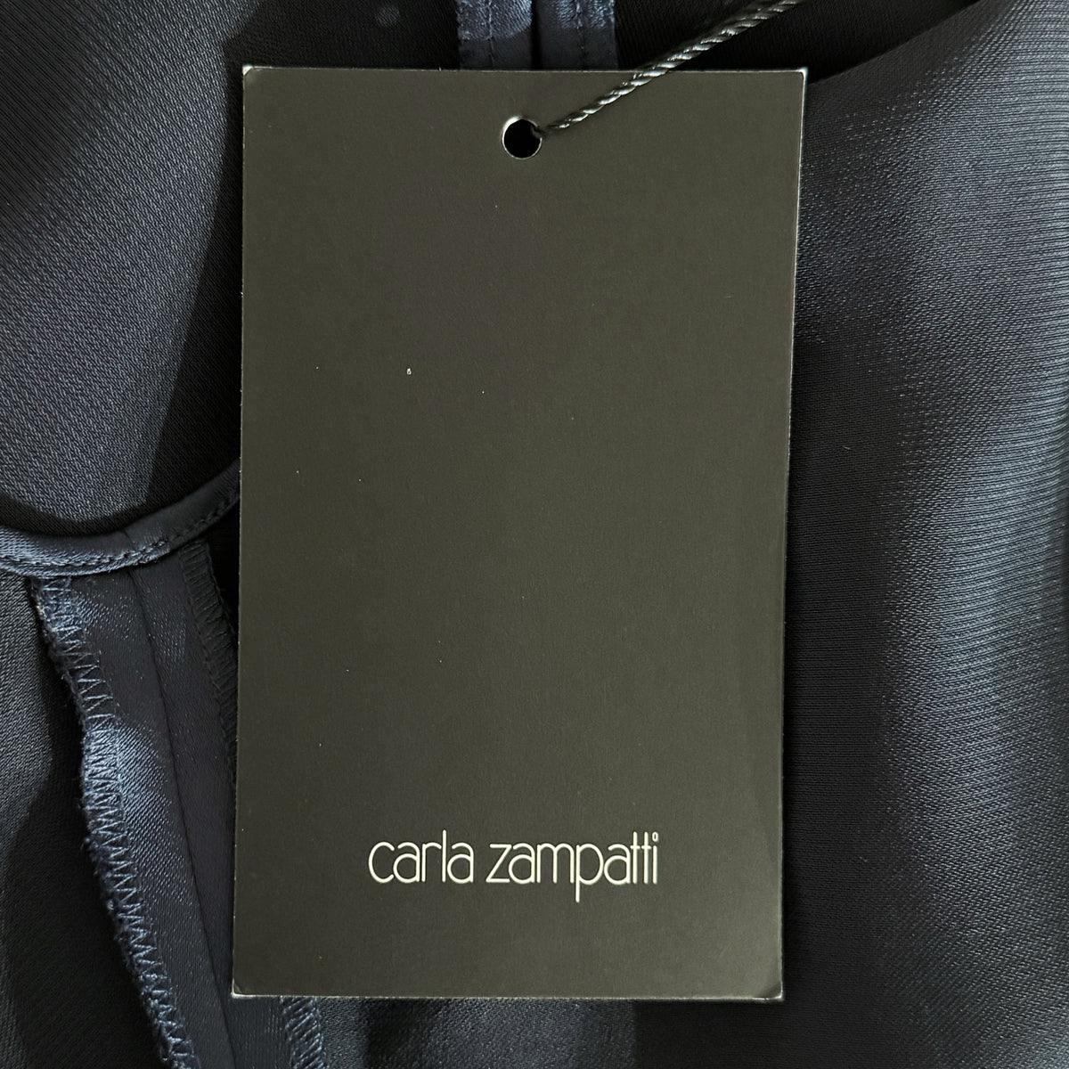Carla Zampatti Midnight Navy Satin Wrap Dress AU8 ~ Small [NEW]