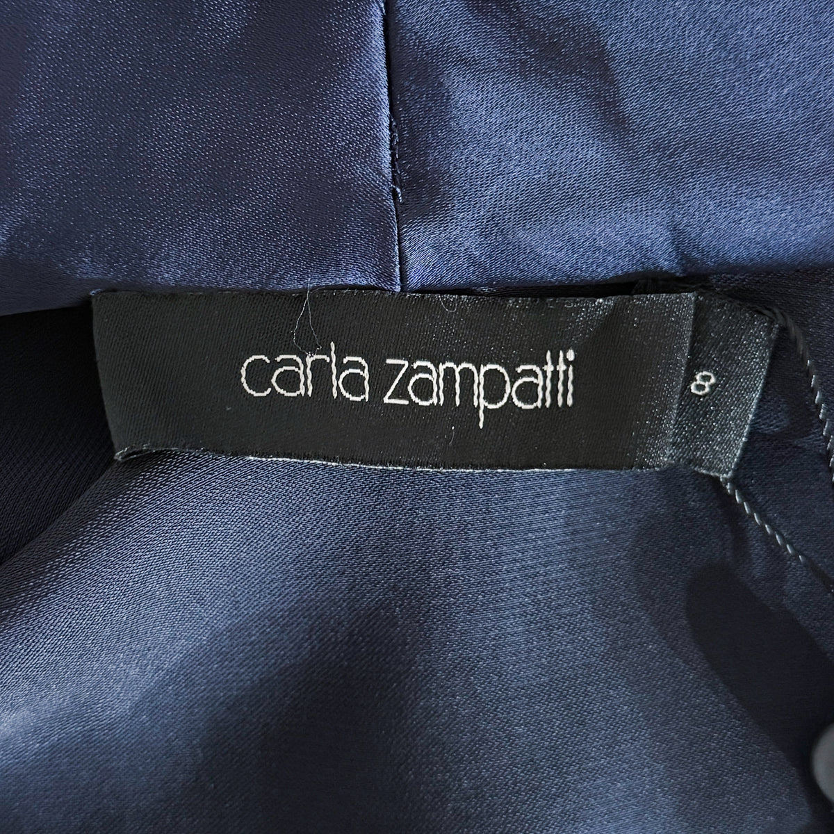 Carla Zampatti Midnight Navy Satin Wrap Dress AU8 ~ Small [NEW]