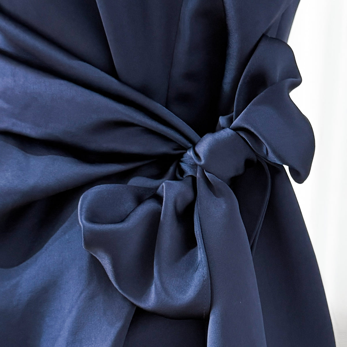 Carla Zampatti Midnight Navy Satin Wrap Dress AU8 ~ Small [NEW]
