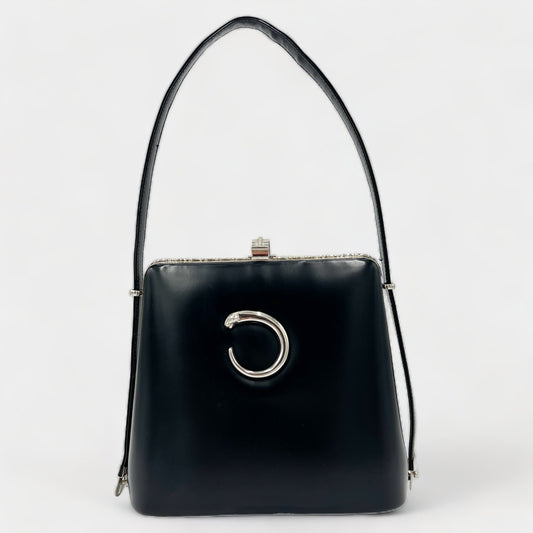 Cartier Vintage Black Leather Panthère Shoulder Bag
