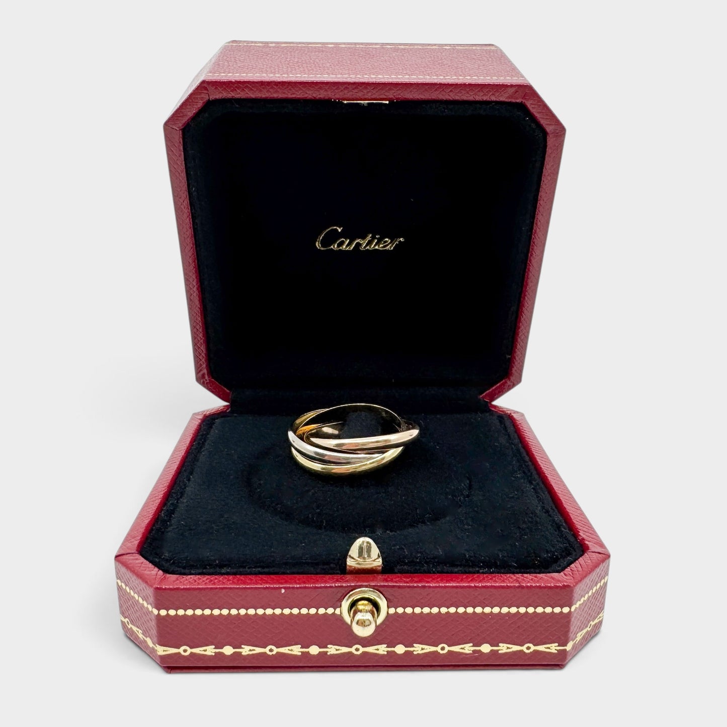 Cartier Yellow Rose White Gold AU750 Tricolour Trinity Ring [Size 59]