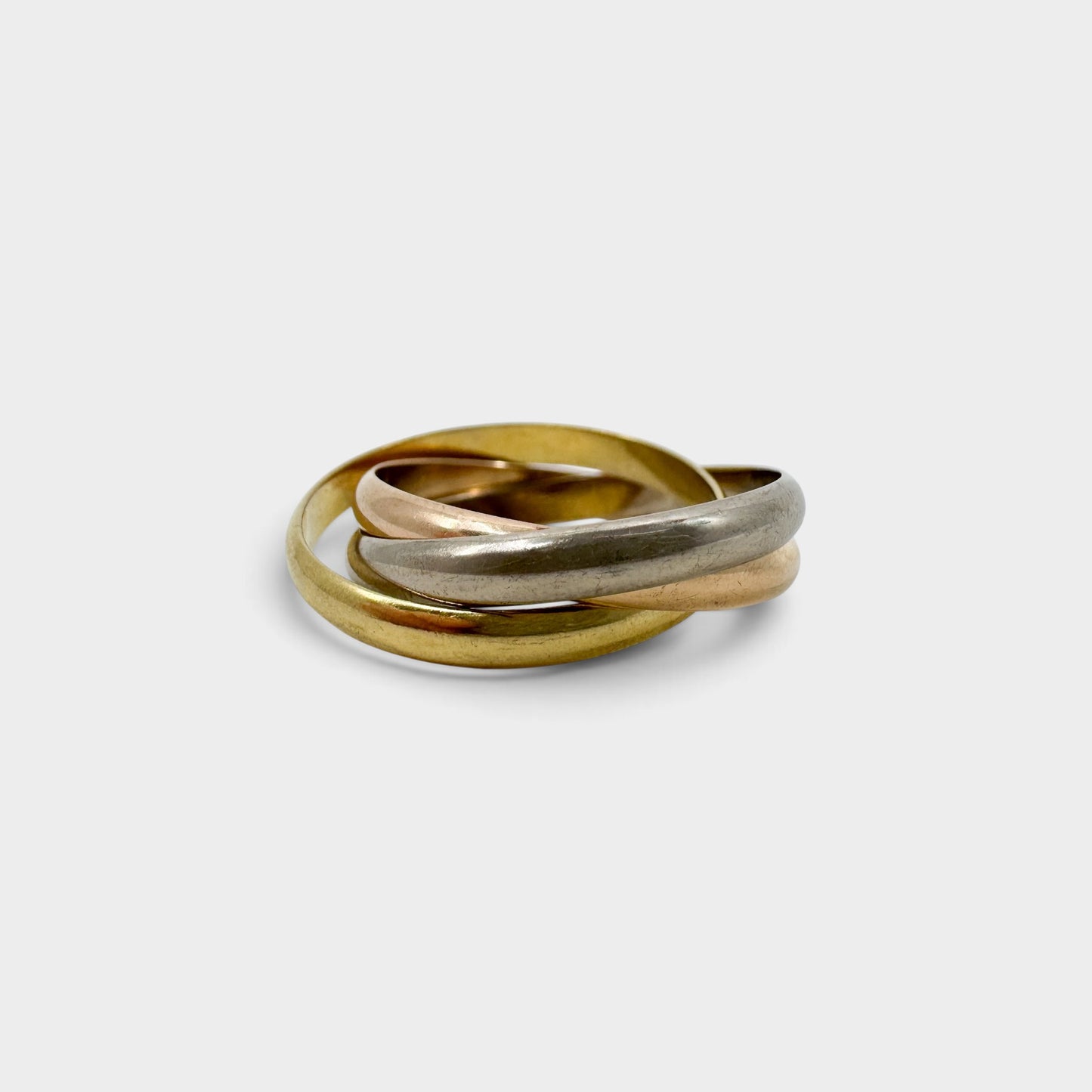 Cartier Yellow Rose White Gold AU750 Tricolour Trinity Ring [Size 59]