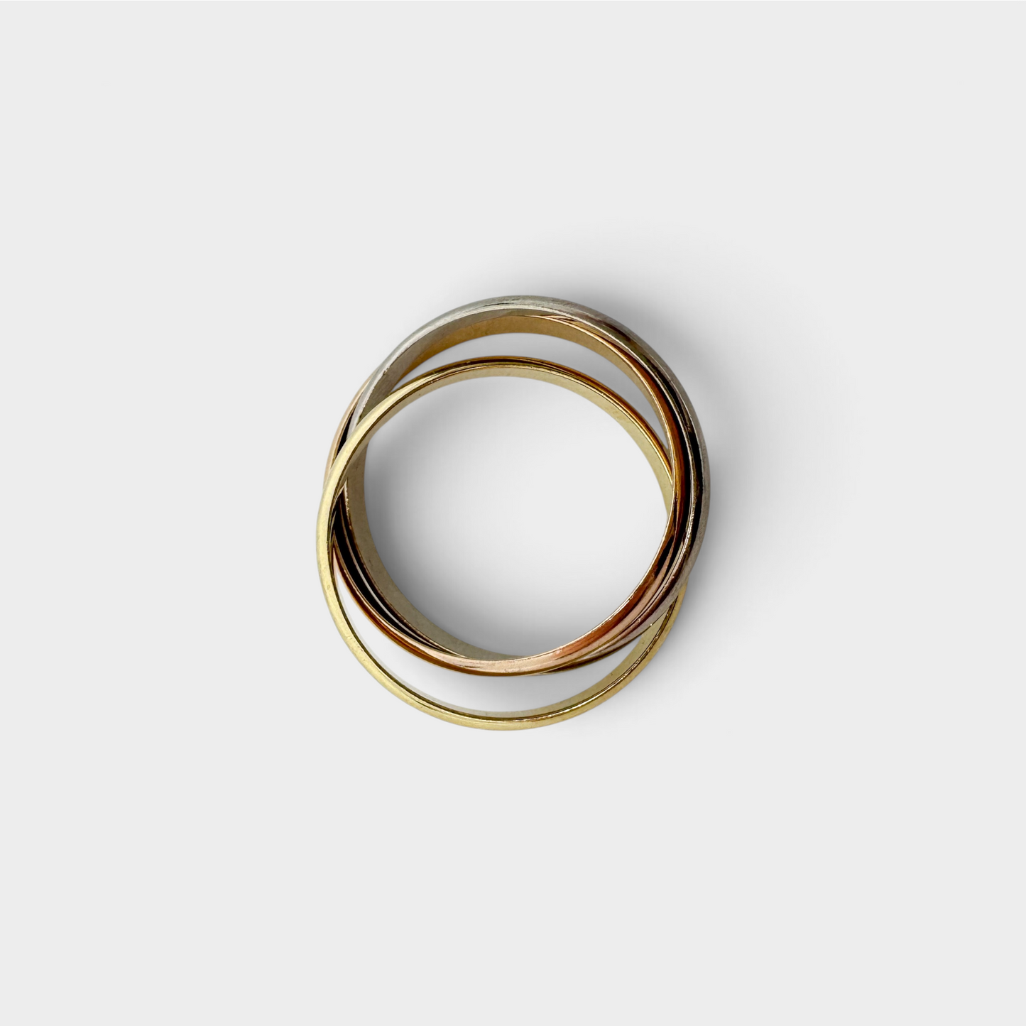 Cartier Yellow Rose White Gold AU750 Tricolour Trinity Ring [Size 59]
