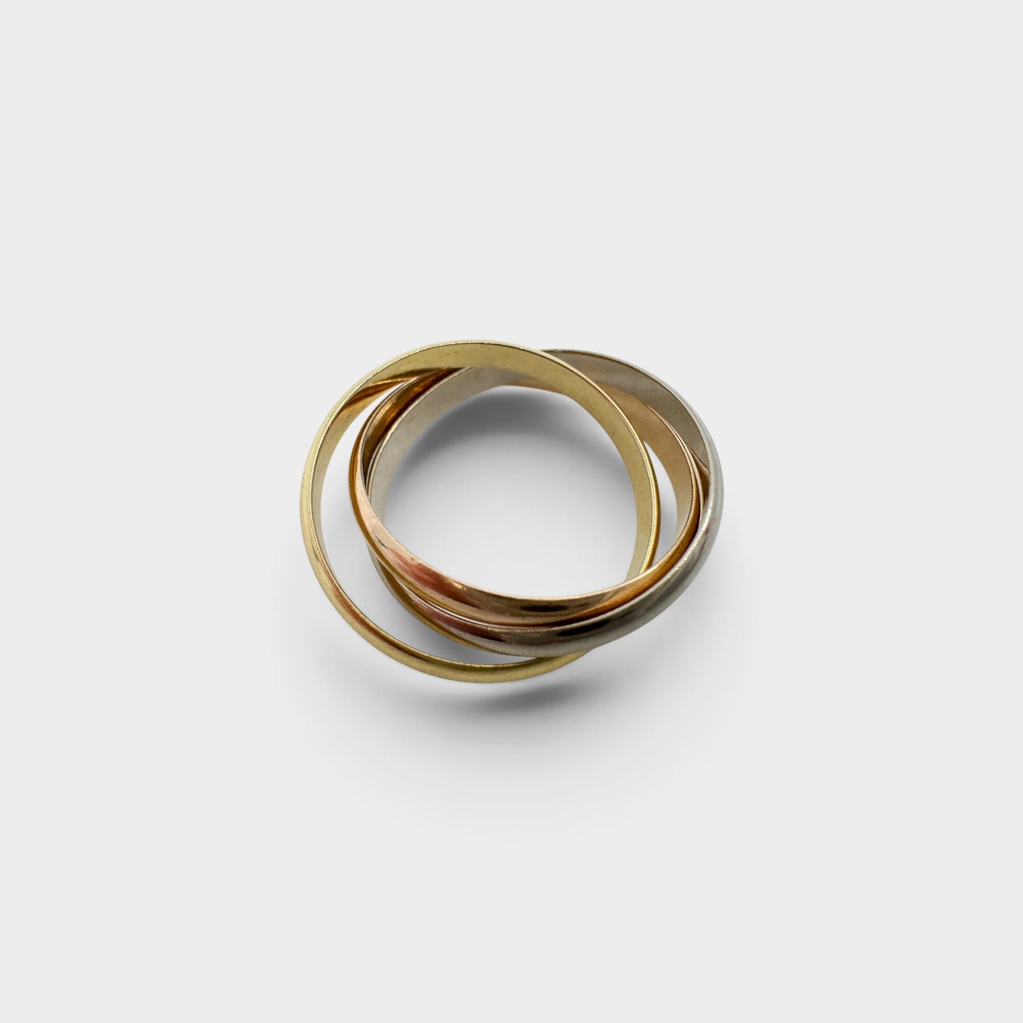 Cartier Yellow Rose White Gold AU750 Tricolour Trinity Ring [Size 59]
