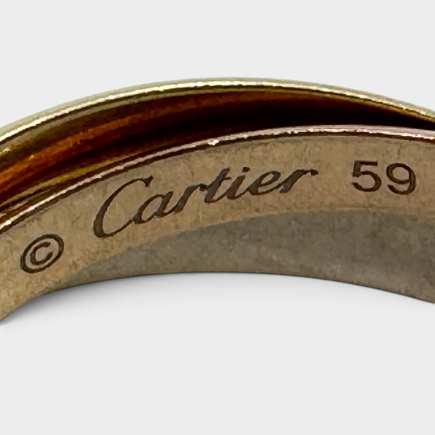 Cartier Yellow Rose White Gold AU750 Tricolour Trinity Ring [Size 59]