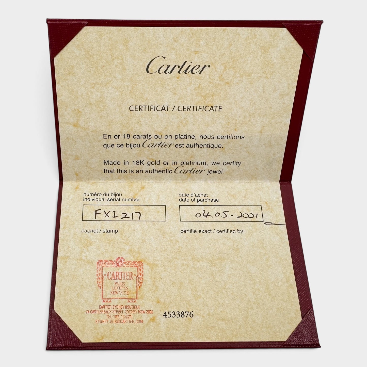 Cartier Yellow Rose White Gold AU750 Tricolour Trinity Ring [Size 59]
