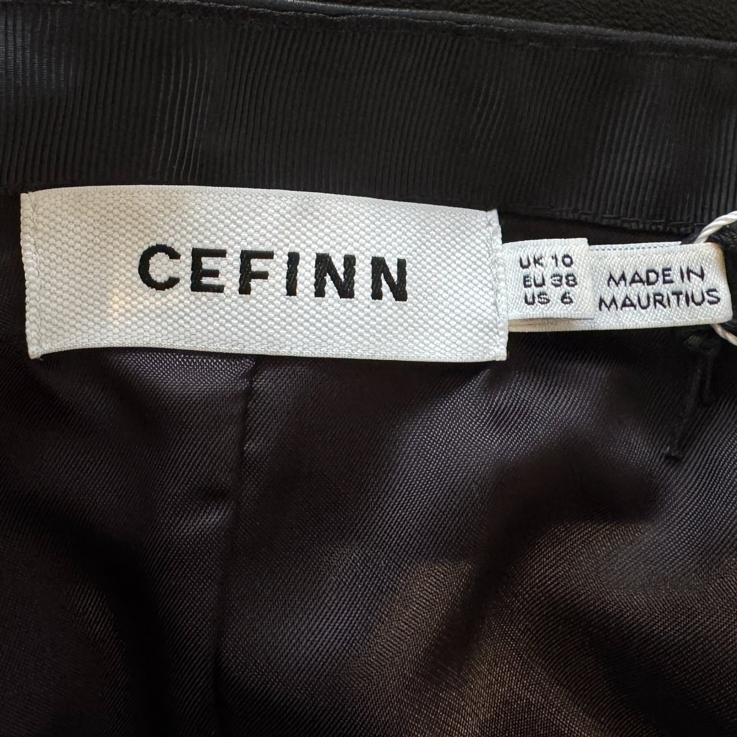 Cefinn Lucille Black Fluted Leather Midi Skirt AU10 [NEW]