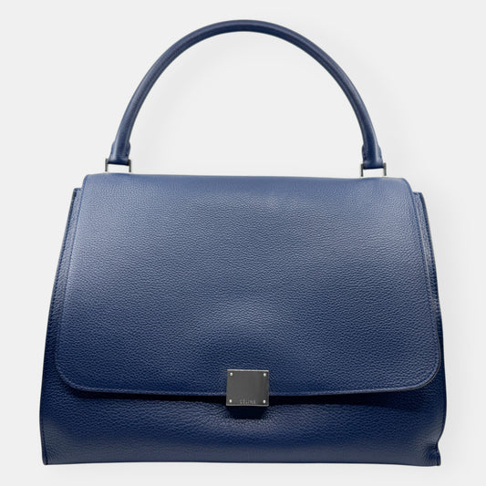 Céline Bright Blue Leather & Suede Large Trapeze Bag