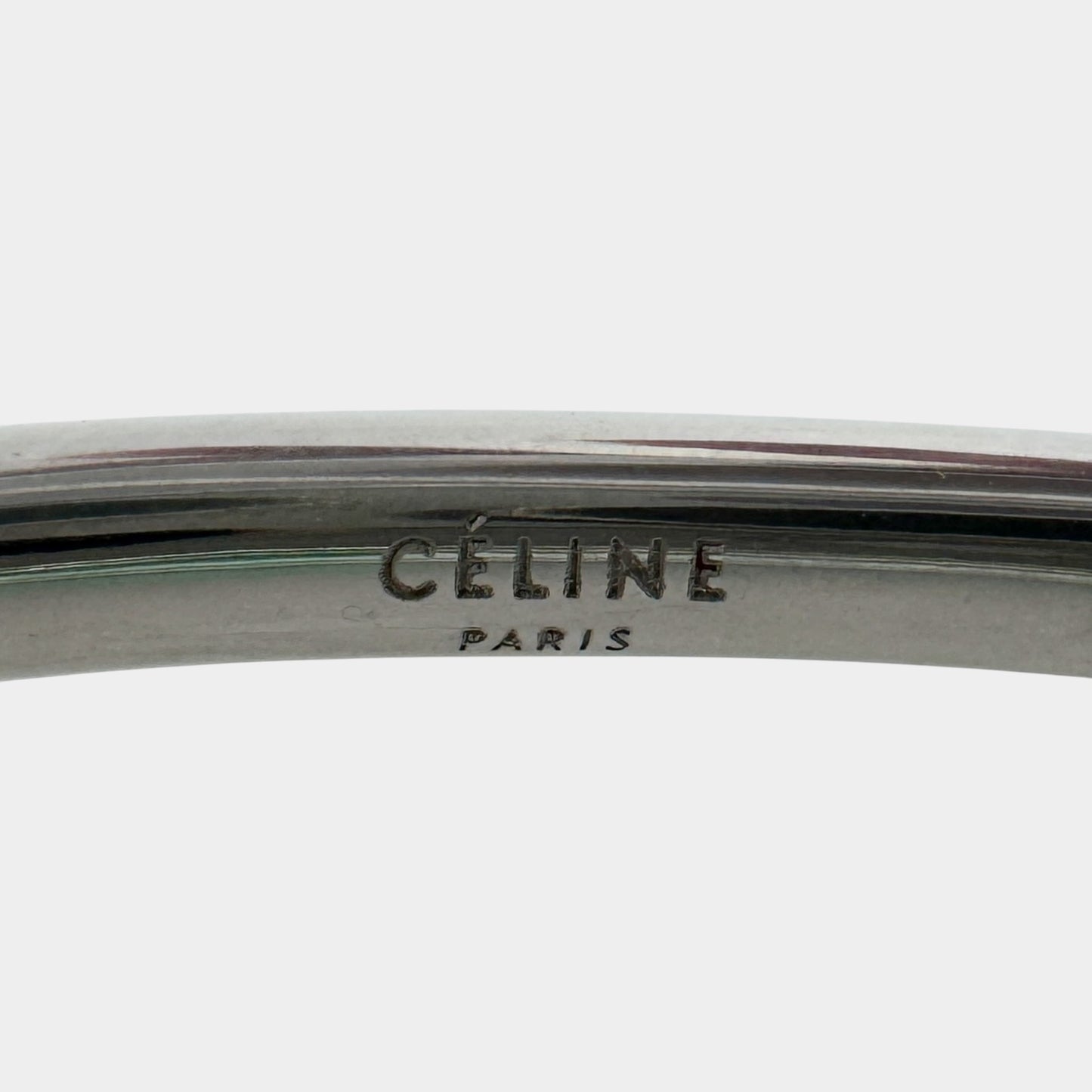 Celine Silver Metal & Green Plexiglass Iceburg Bracelet Small ~ Medium