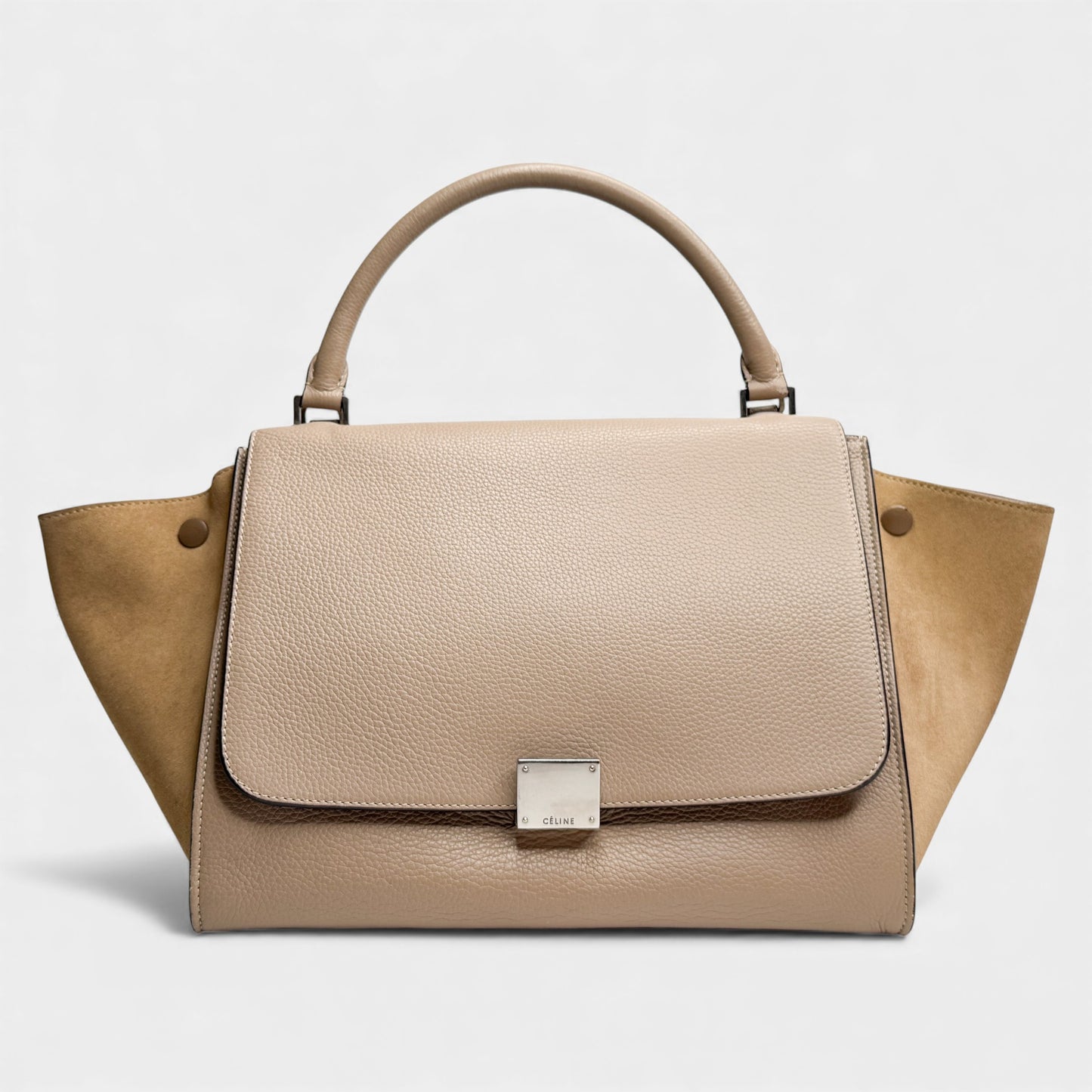 Celine Beige Leather & Suede Trapeze Top Handle Bag