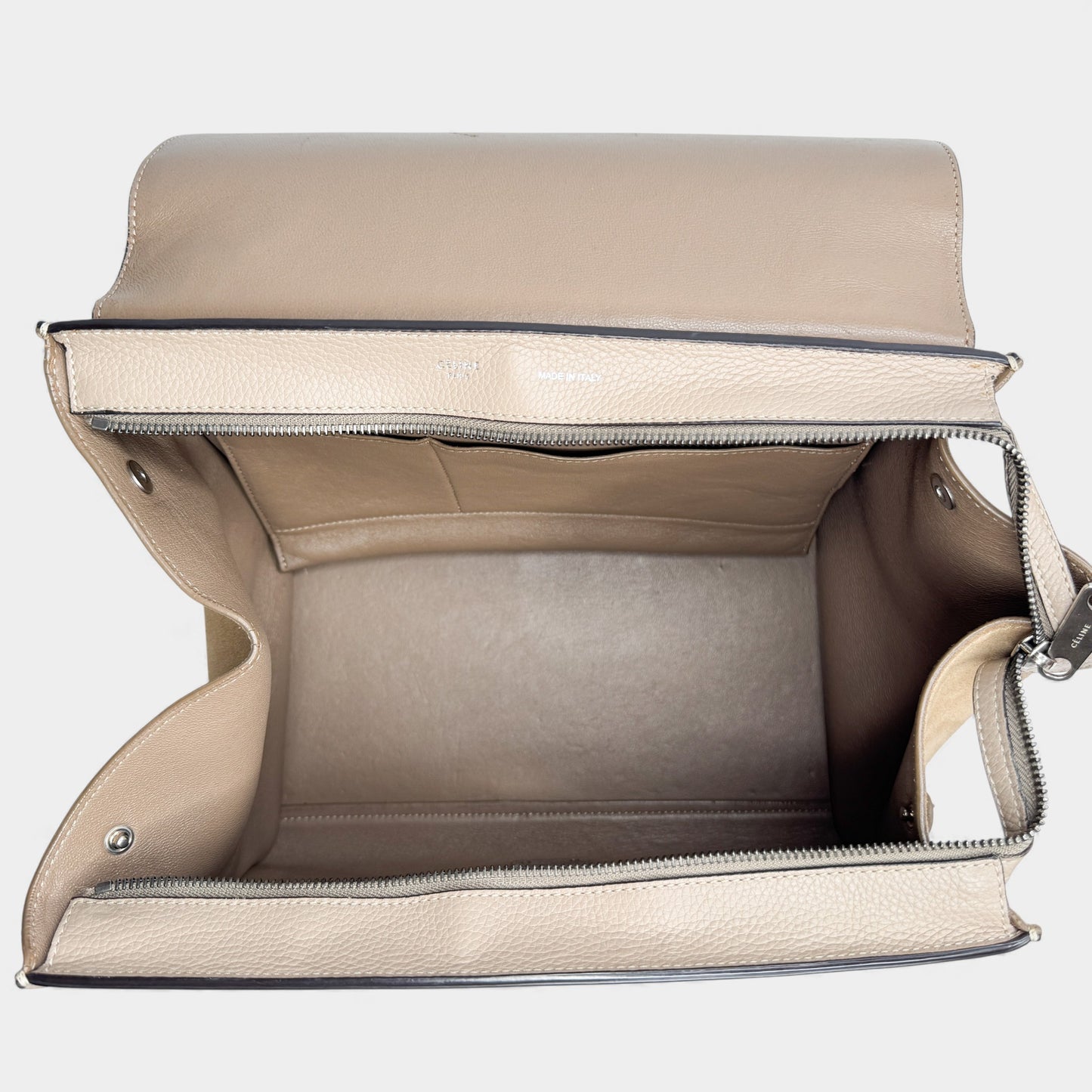 Celine Beige Leather & Suede Trapeze Top Handle Bag