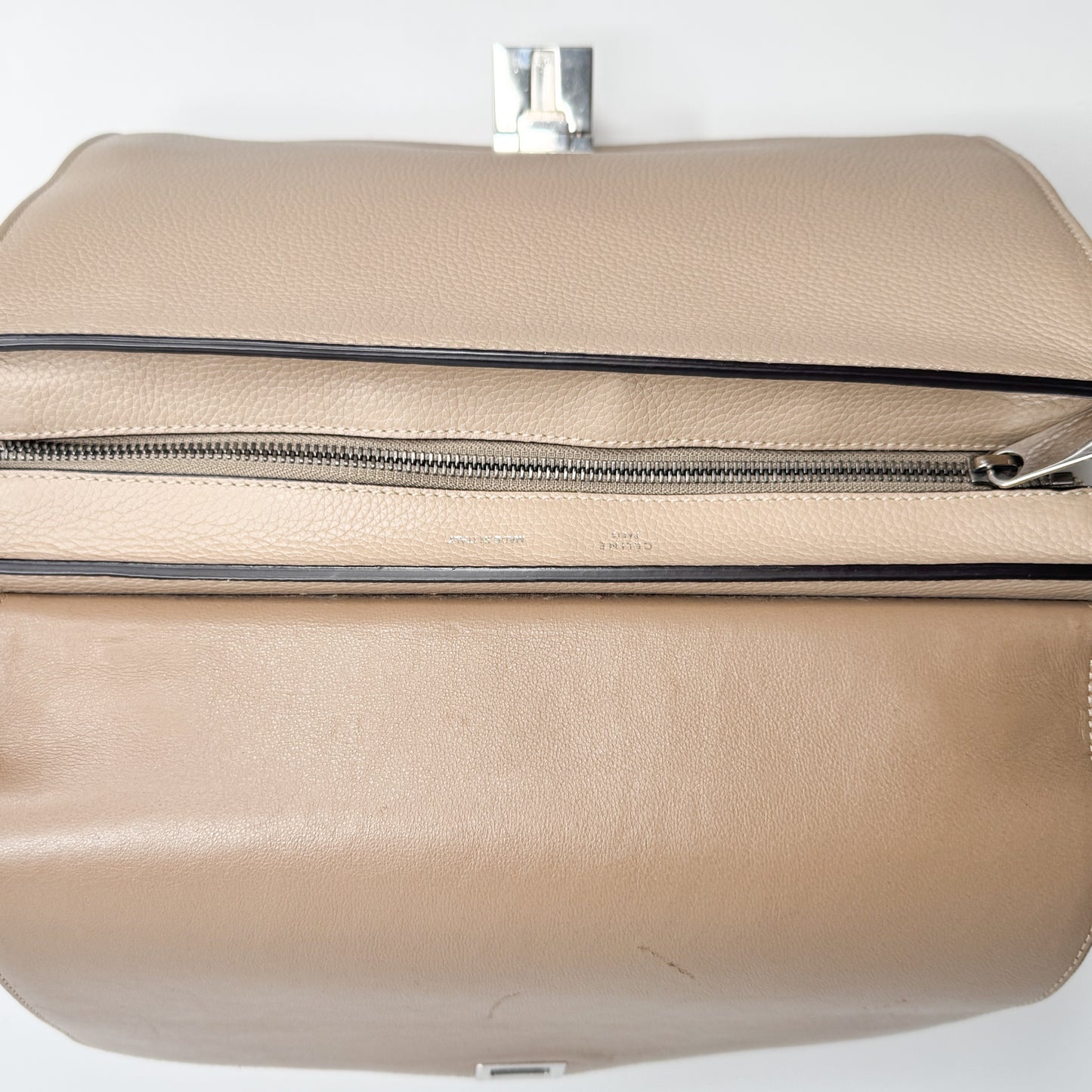 Celine Beige Leather & Suede Trapeze Top Handle Bag