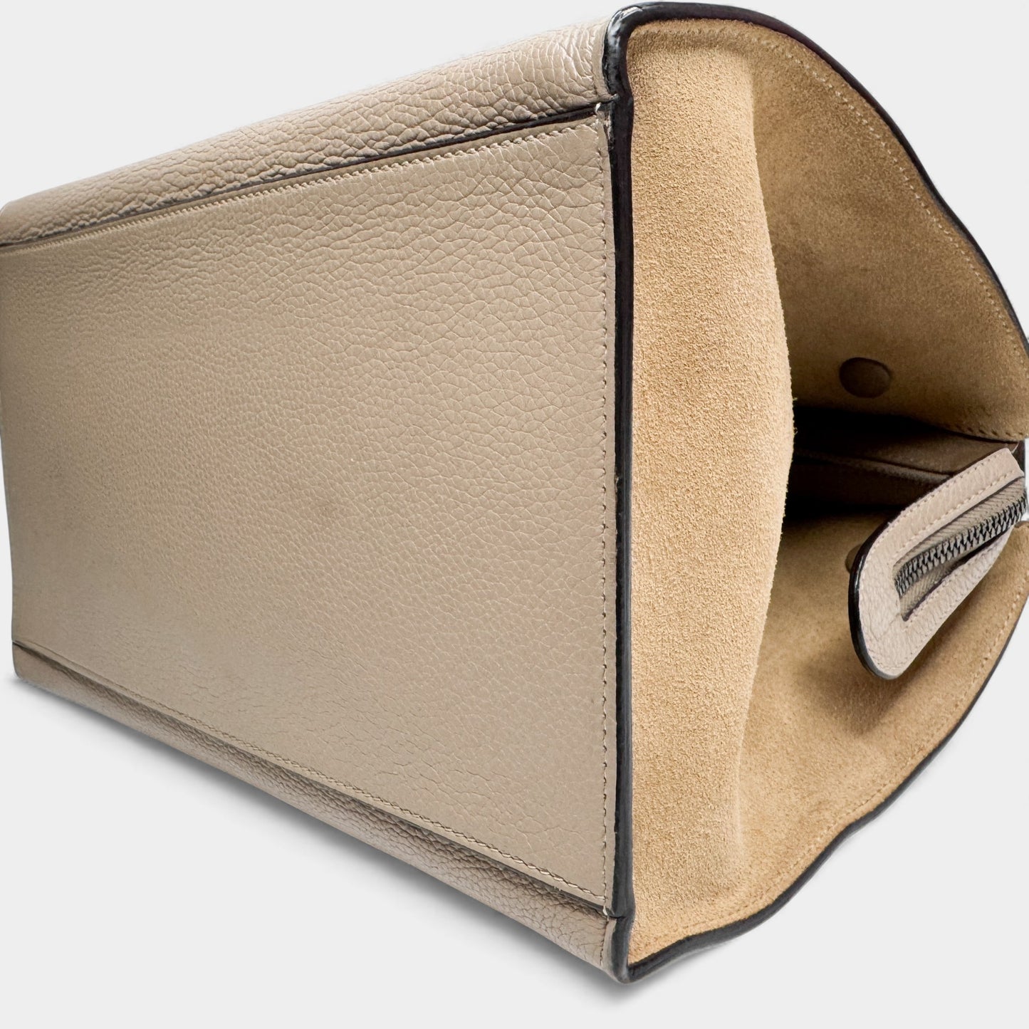 Celine Beige Leather & Suede Trapeze Top Handle Bag