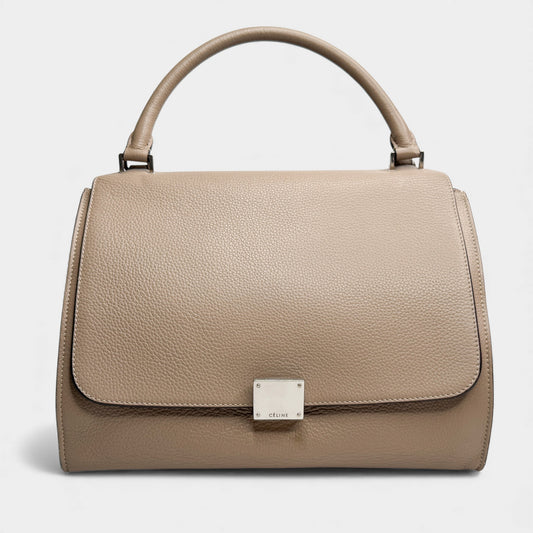 Celine Beige Leather & Suede Trapeze Top Handle Bag