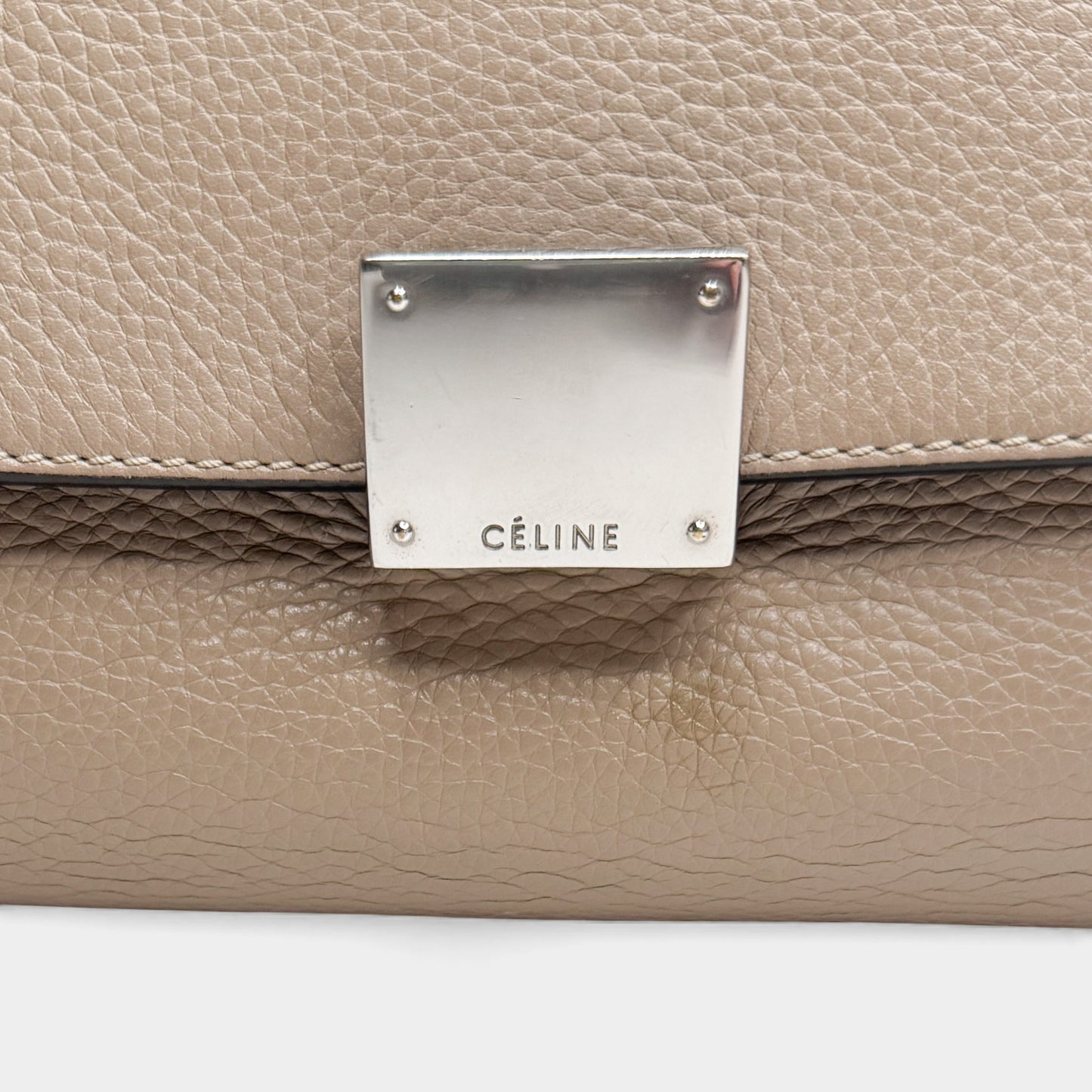 Celine Beige Leather & Suede Trapeze Top Handle Bag