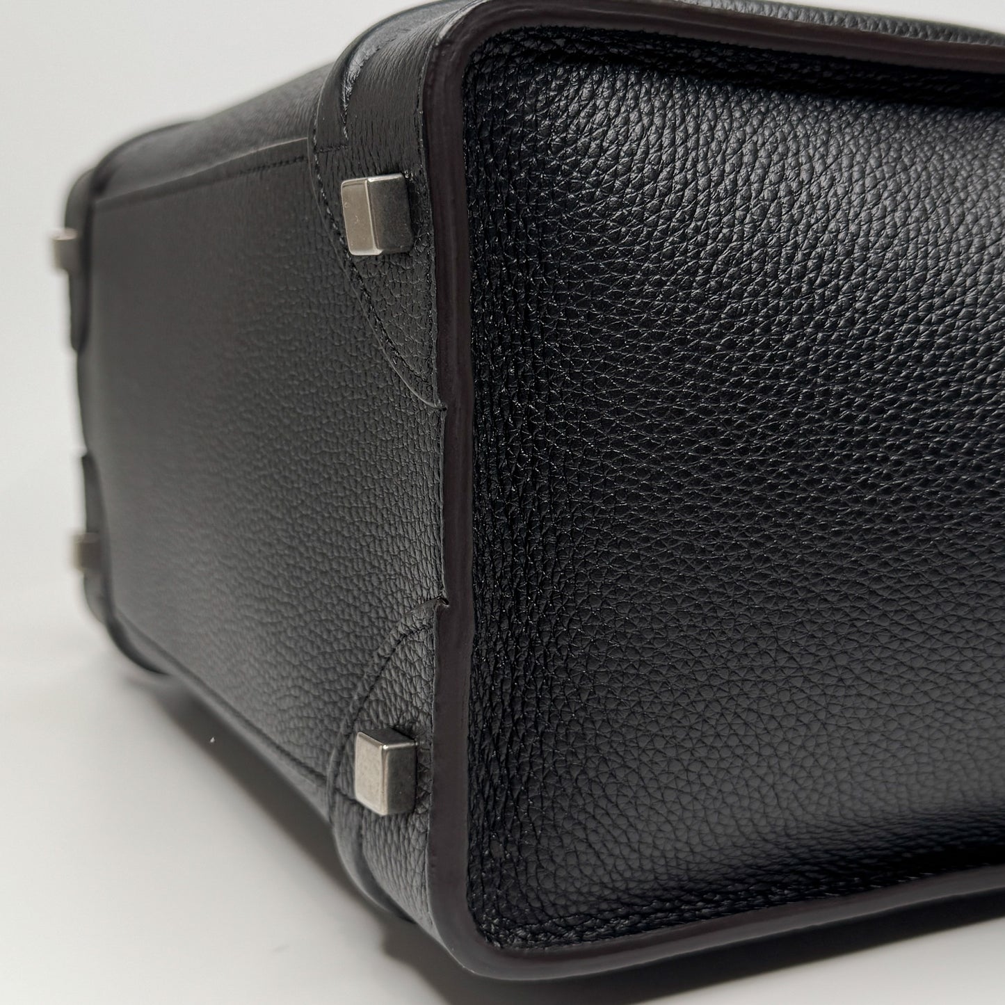 Celine Paris Black Grainy Leather Mini (Medium) Luggage Tote Bag