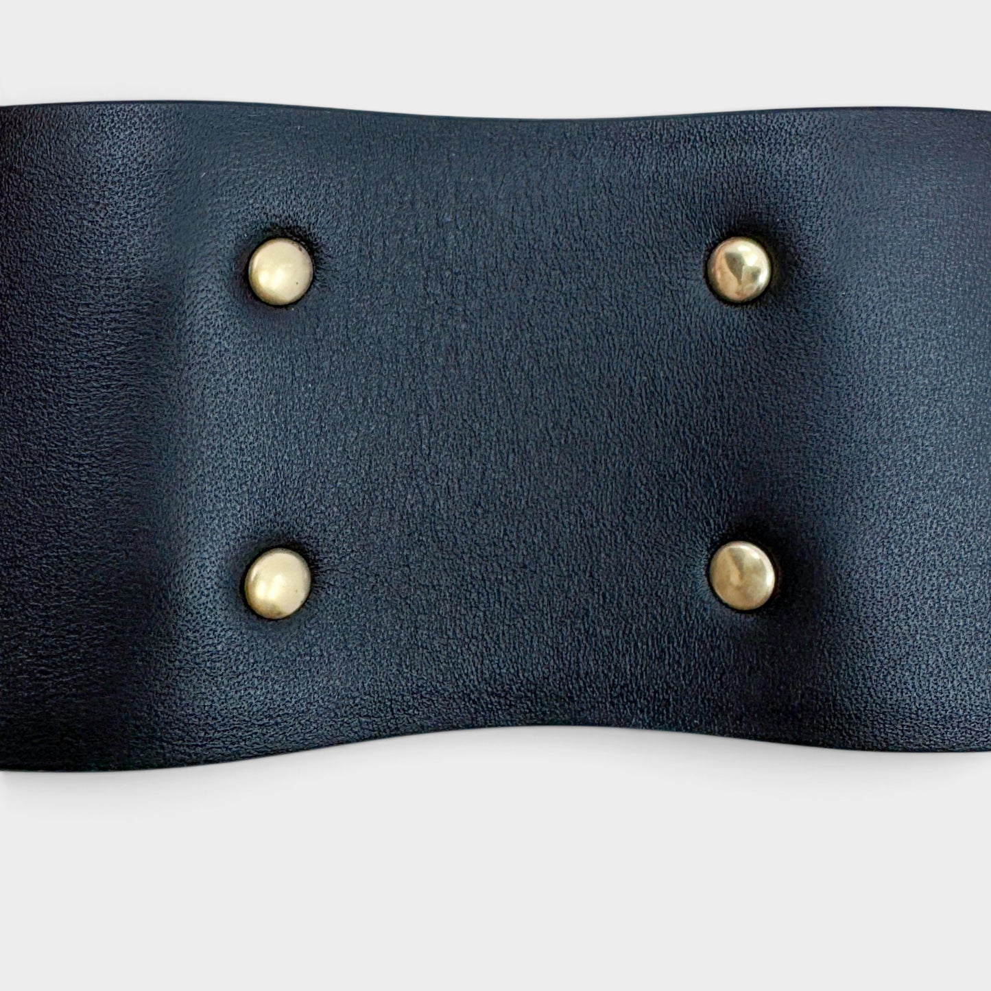 Chanel Navy Blue Leather Gold Tone CC Cuff Bracelet Medium (Exclusive Edition 2017)