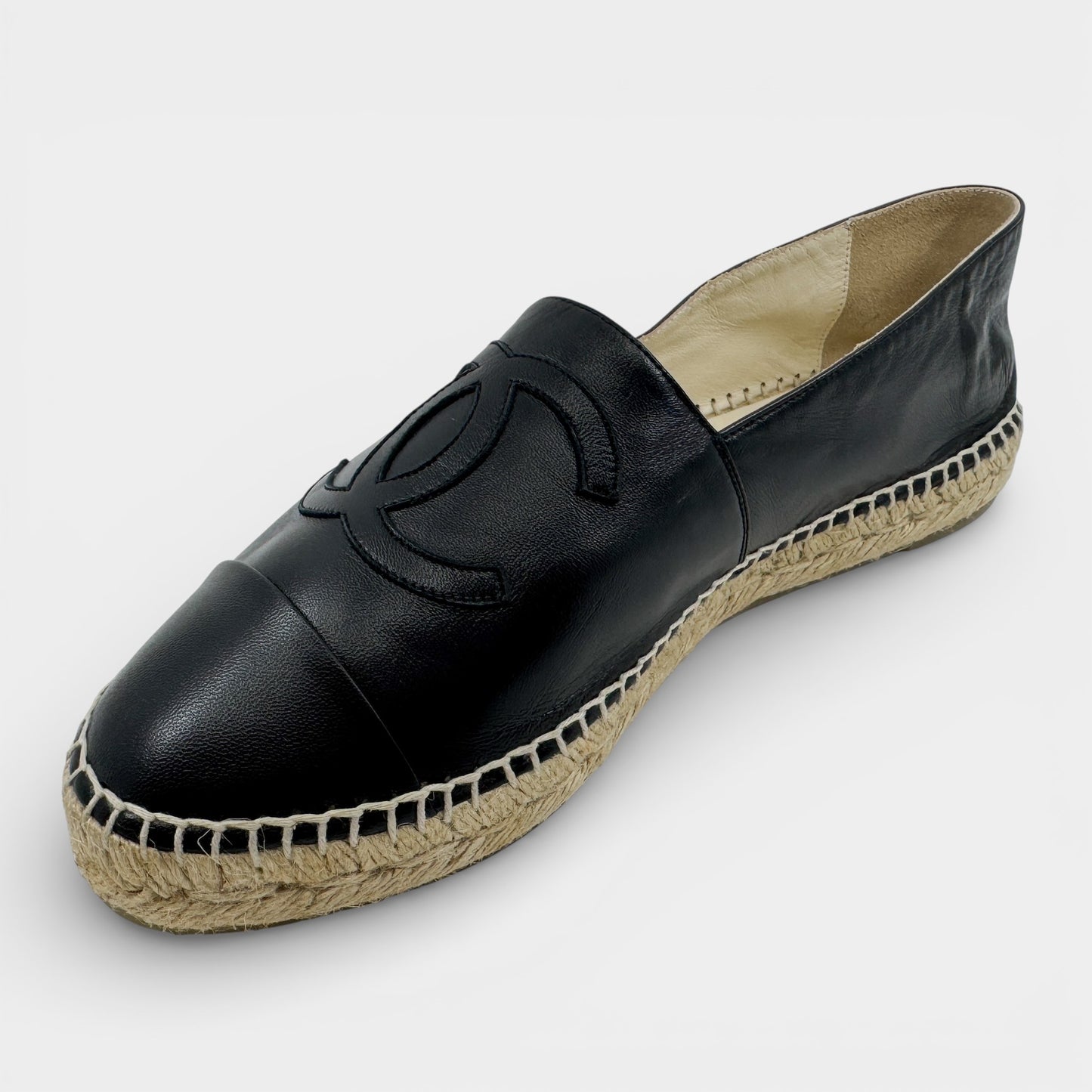 Chanel Black Lambs Leather Espadrilles EU41 ~ AU10 (also fits AU9) [G29762]