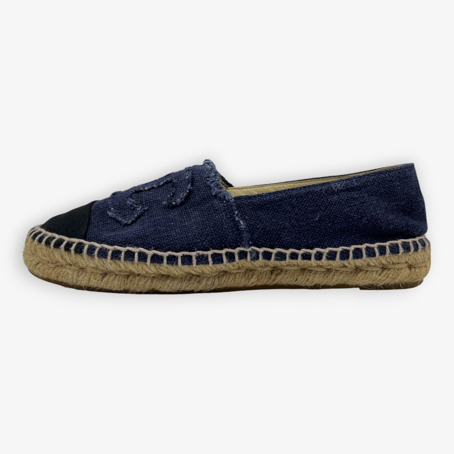 Chanel Navy Blue Canvas Slip-On Espadrilles Shoes EU38 ~ AU7