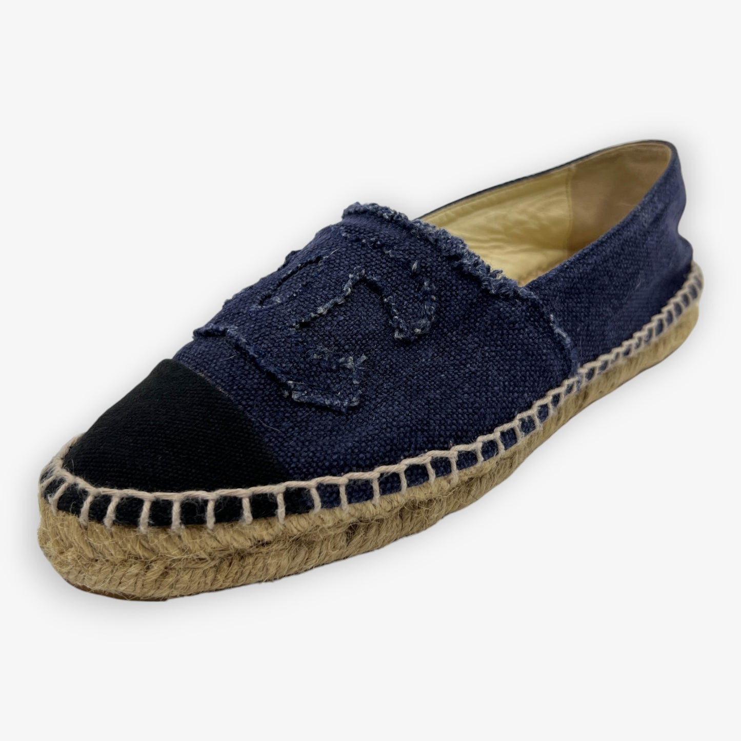 Chanel Navy Blue Canvas Slip-On Espadrilles Shoes EU38 ~ AU7