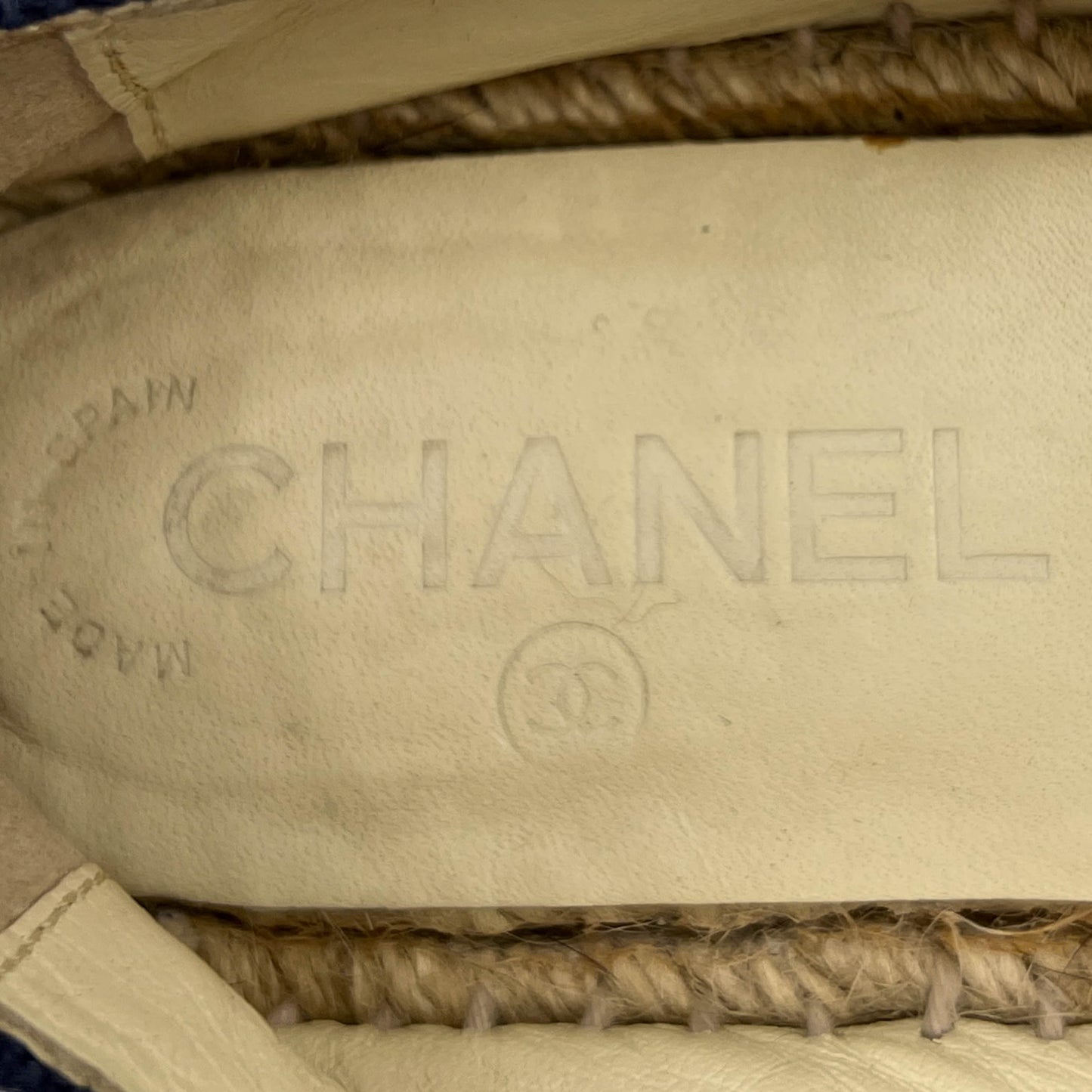 Chanel Navy Blue Canvas Slip-On Espadrilles Shoes EU38 ~ AU7